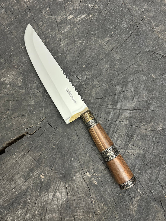 8" Artisan Knife, Native Hardwood & Nickel Rings, SS440 - 190mm