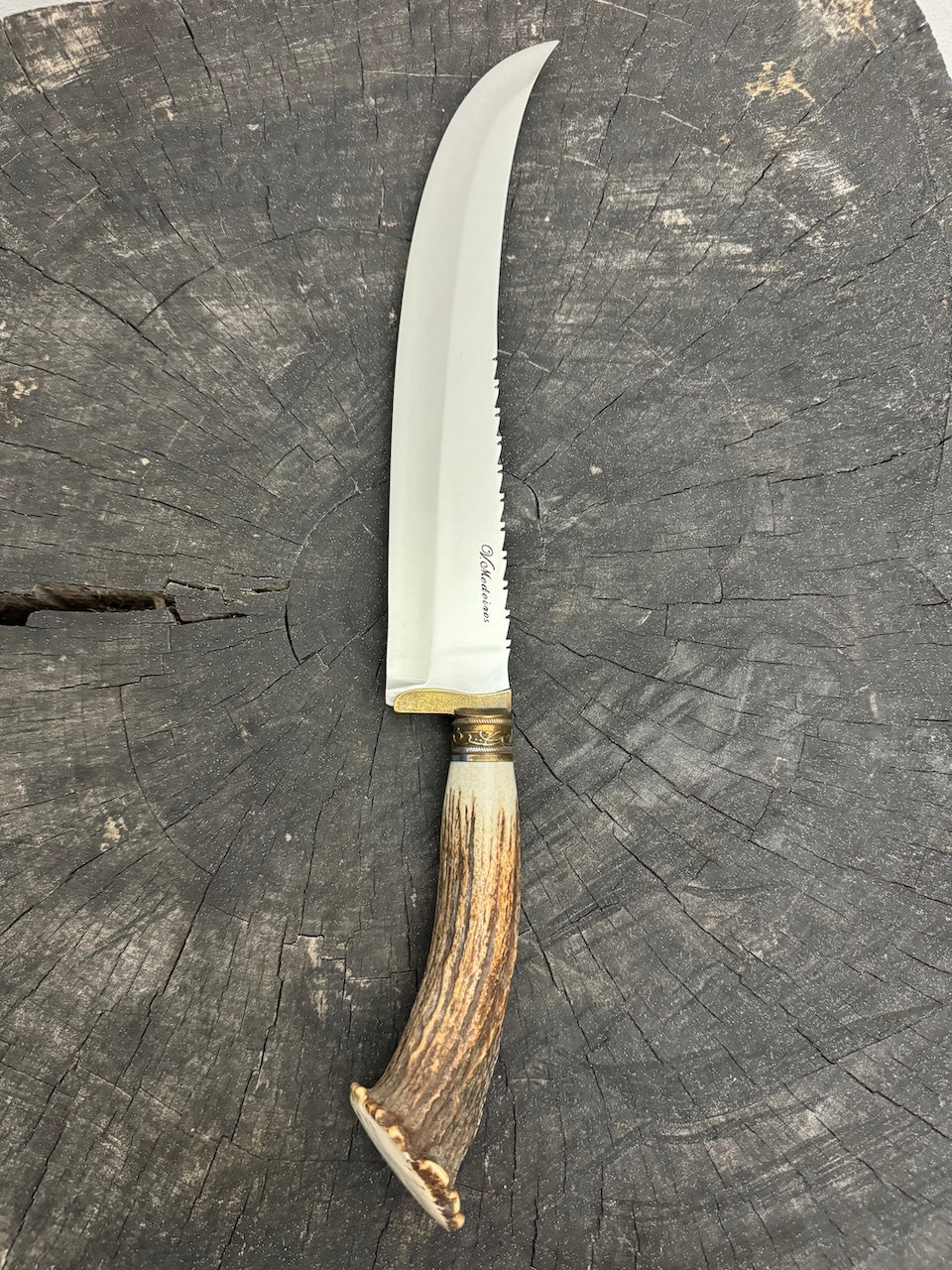 CUSTOM ORDER: 10" Butchers Knife, Deer Antler, SS440 - 250mm