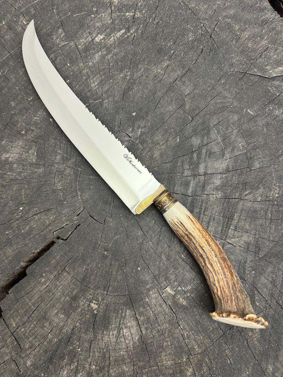 CUSTOM ORDER: 10" Butchers Knife, Deer Antler, SS440 - 250mm