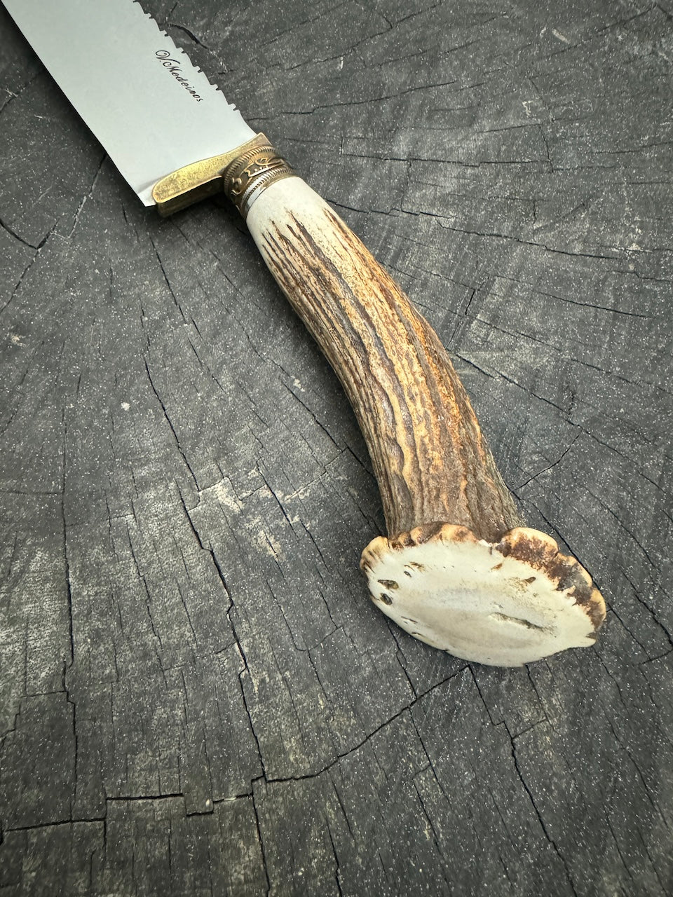 CUSTOM ORDER: 10" Butchers Knife, Deer Antler, SS440 - 250mm
