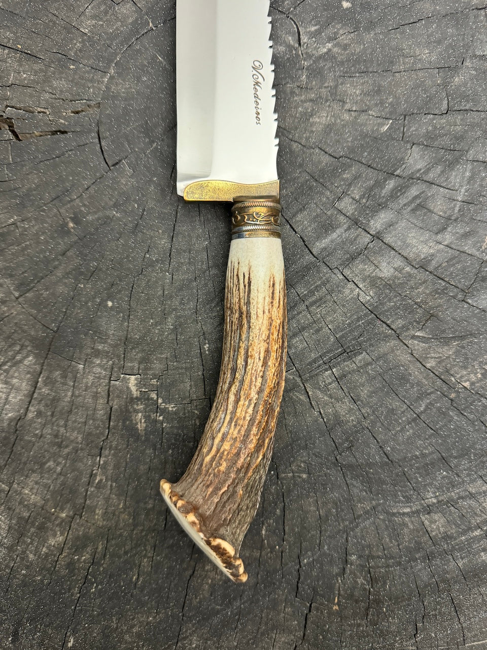 CUSTOM ORDER: 10" Butchers Knife, Deer Antler, SS440 - 250mm