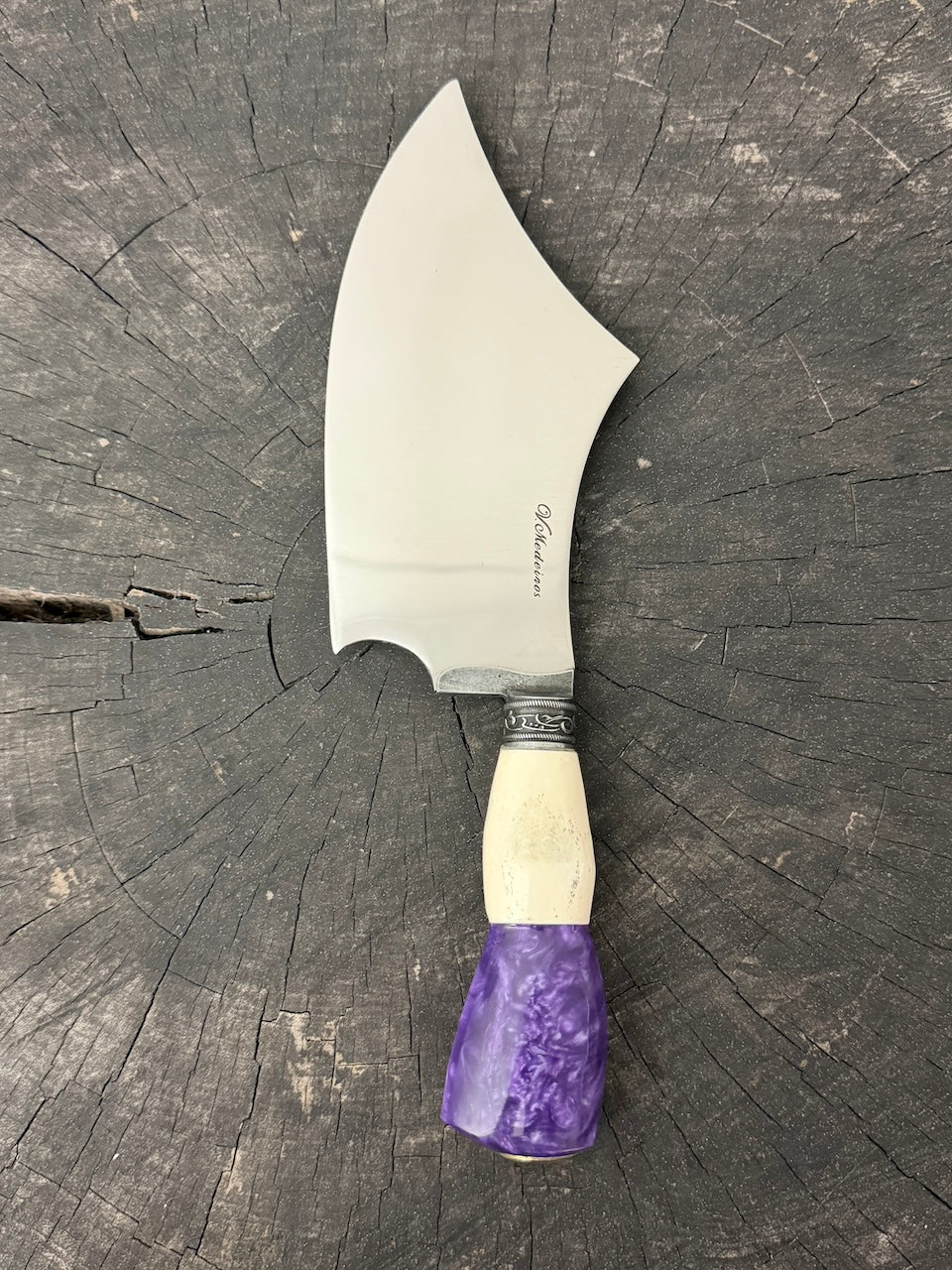 7" Cutelo Wild Cleaver, Ostrich Bone & Custom Block, SS440 - 180mm