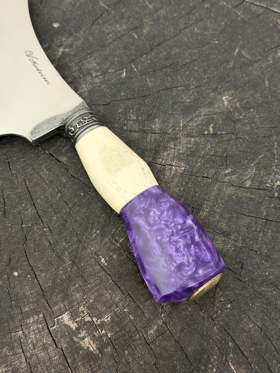 7" Cutelo Wild Cleaver, Ostrich Bone & Custom Block, SS440 - 180mm