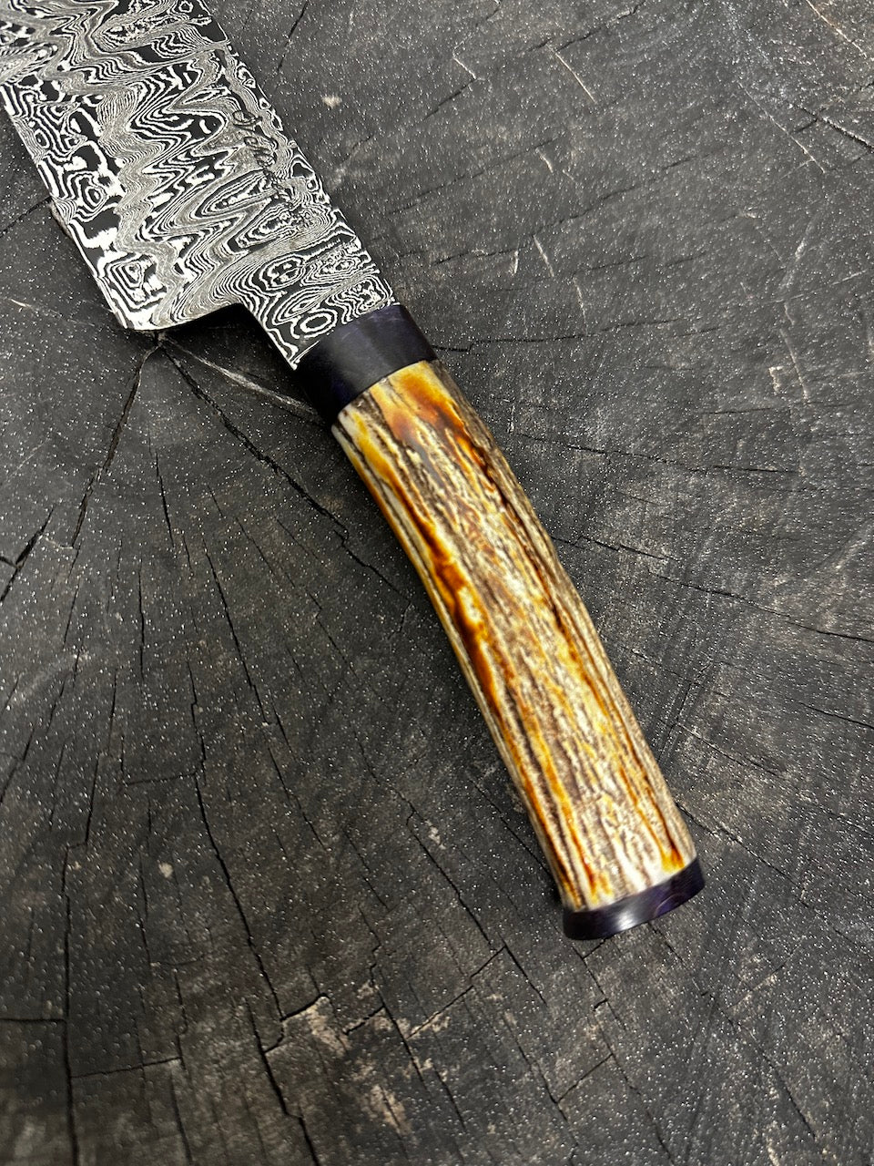 5.5" Damascus Cleaver Knife, Deer Antler, CS1095 15n20