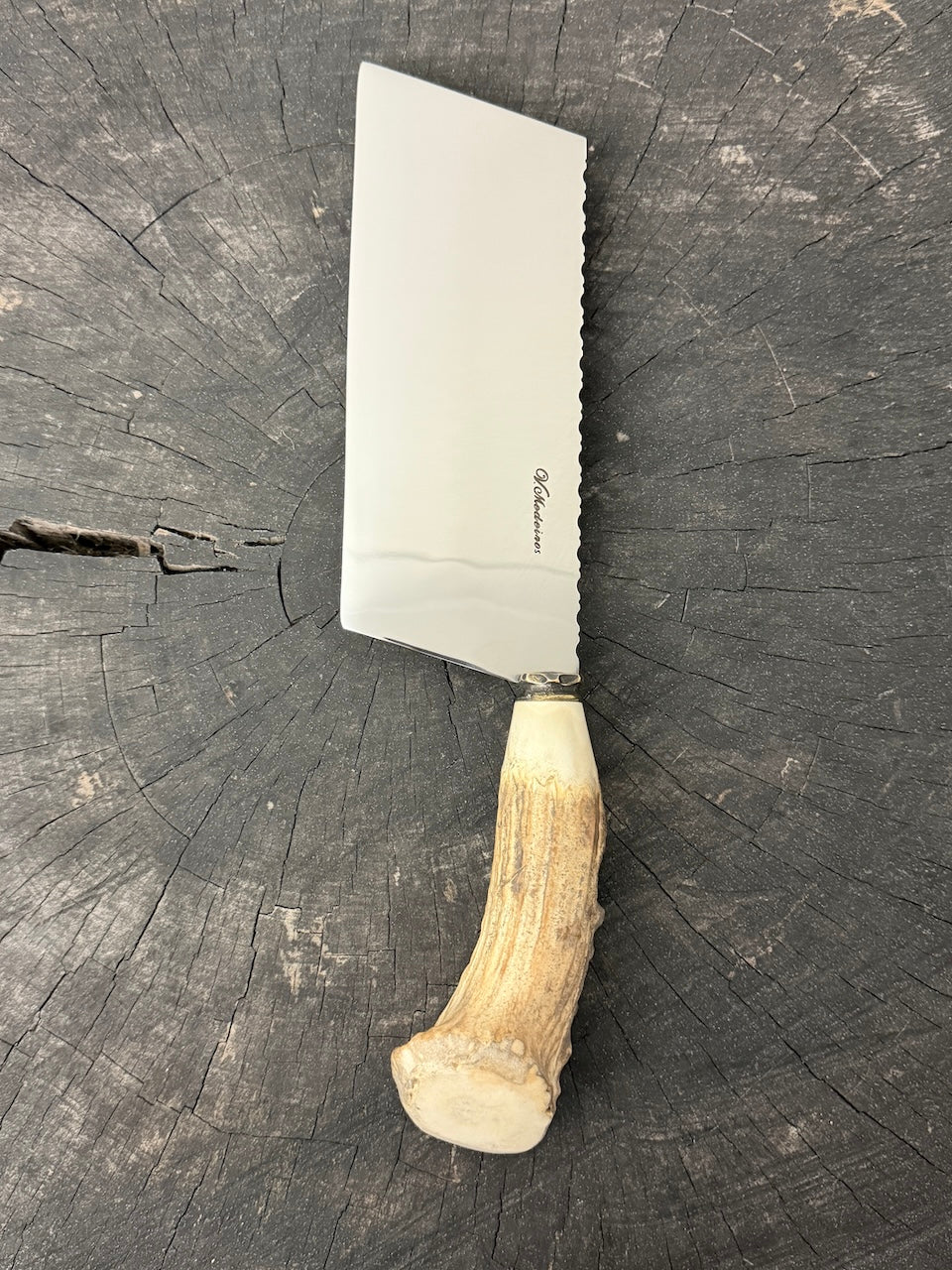 8" Chefs Cleaver, Deer Antler Roseta, SS440 - 200mm
