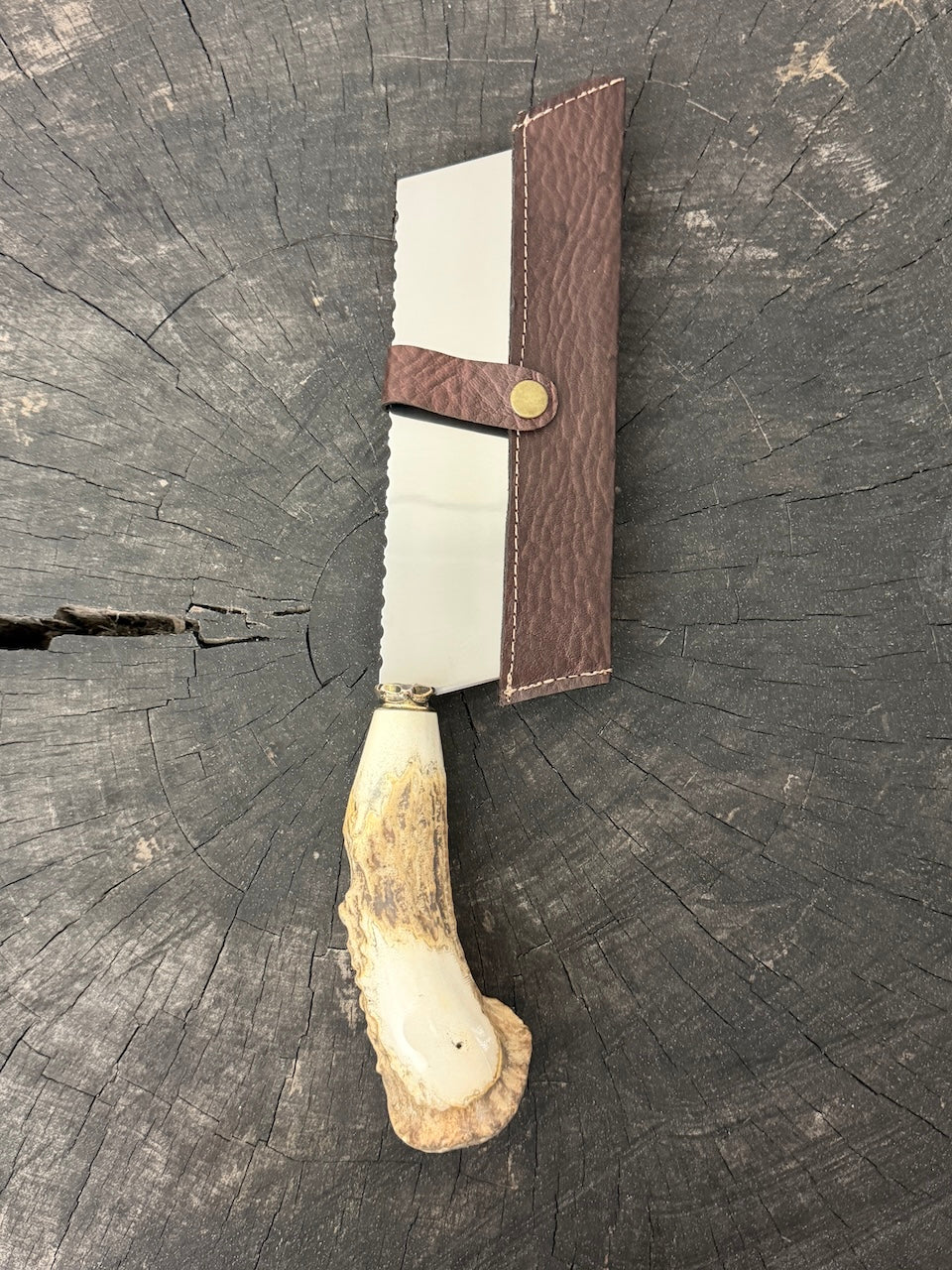 8" Chefs Cleaver, Deer Antler Roseta, SS440 - 200mm
