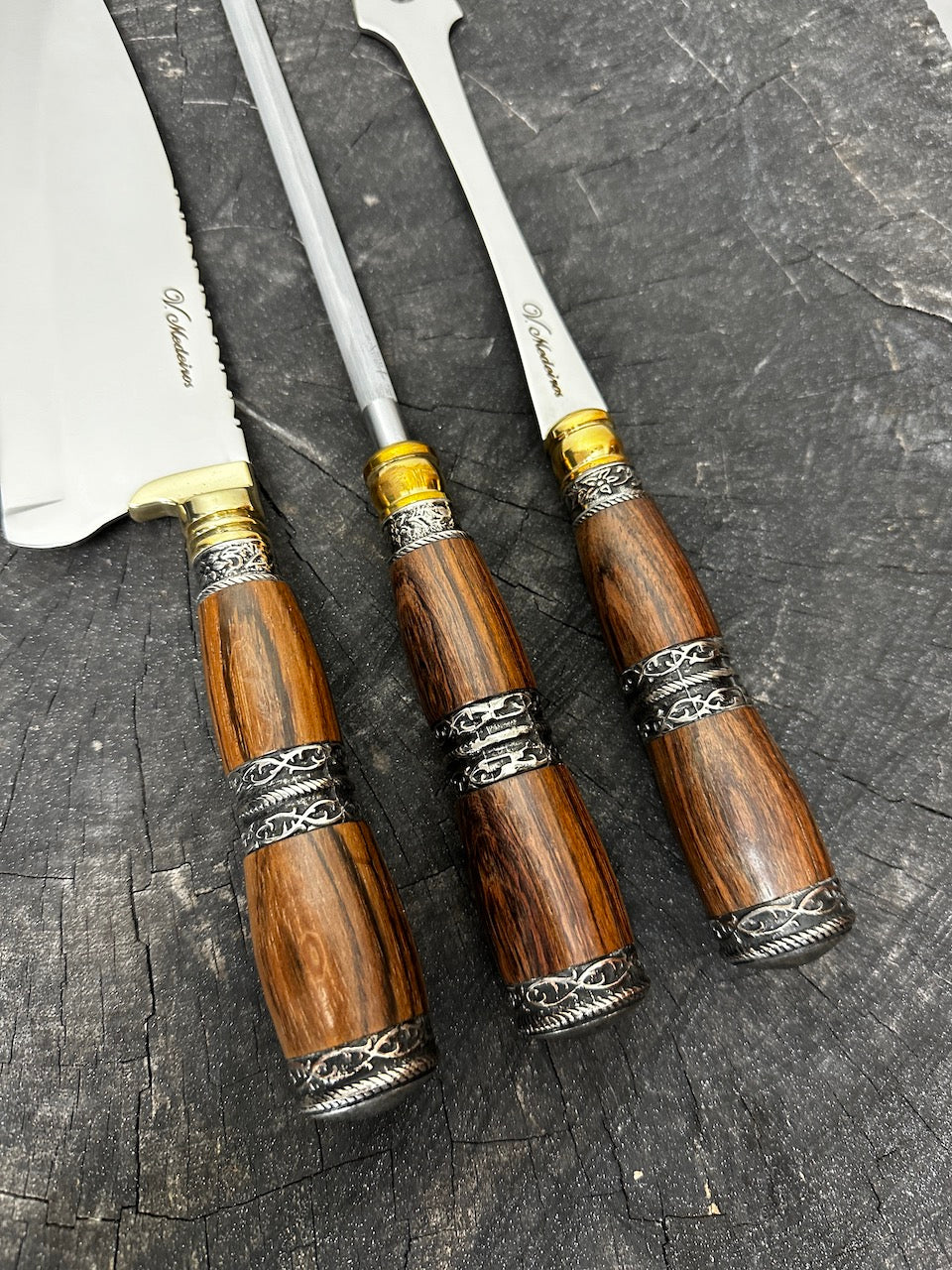 BBQ Knife Set, Jacaranda & Nickel Ring SS440 - 200mm