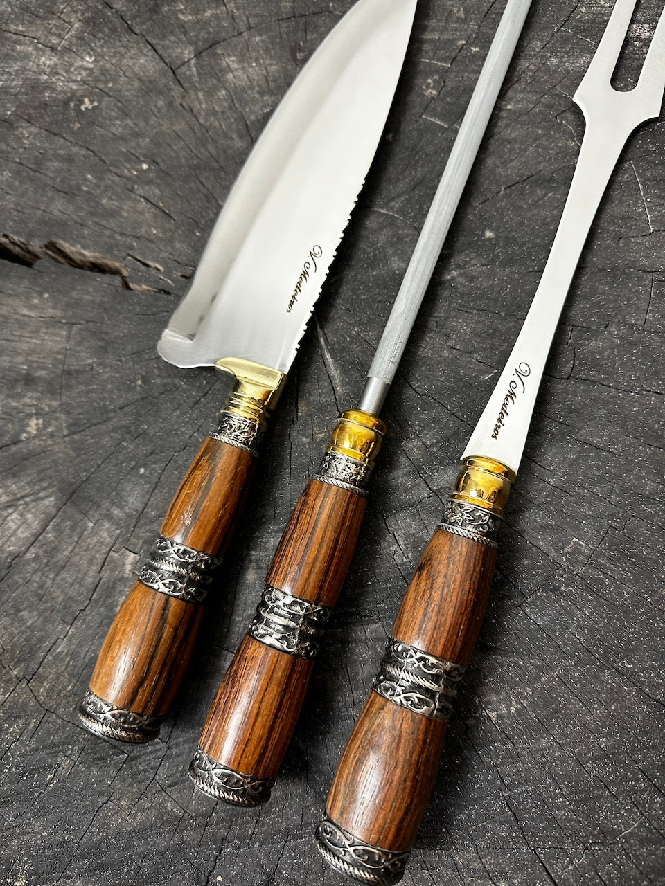 BBQ Knife Set, Jacaranda & Nickel Ring SS440 - 200mm