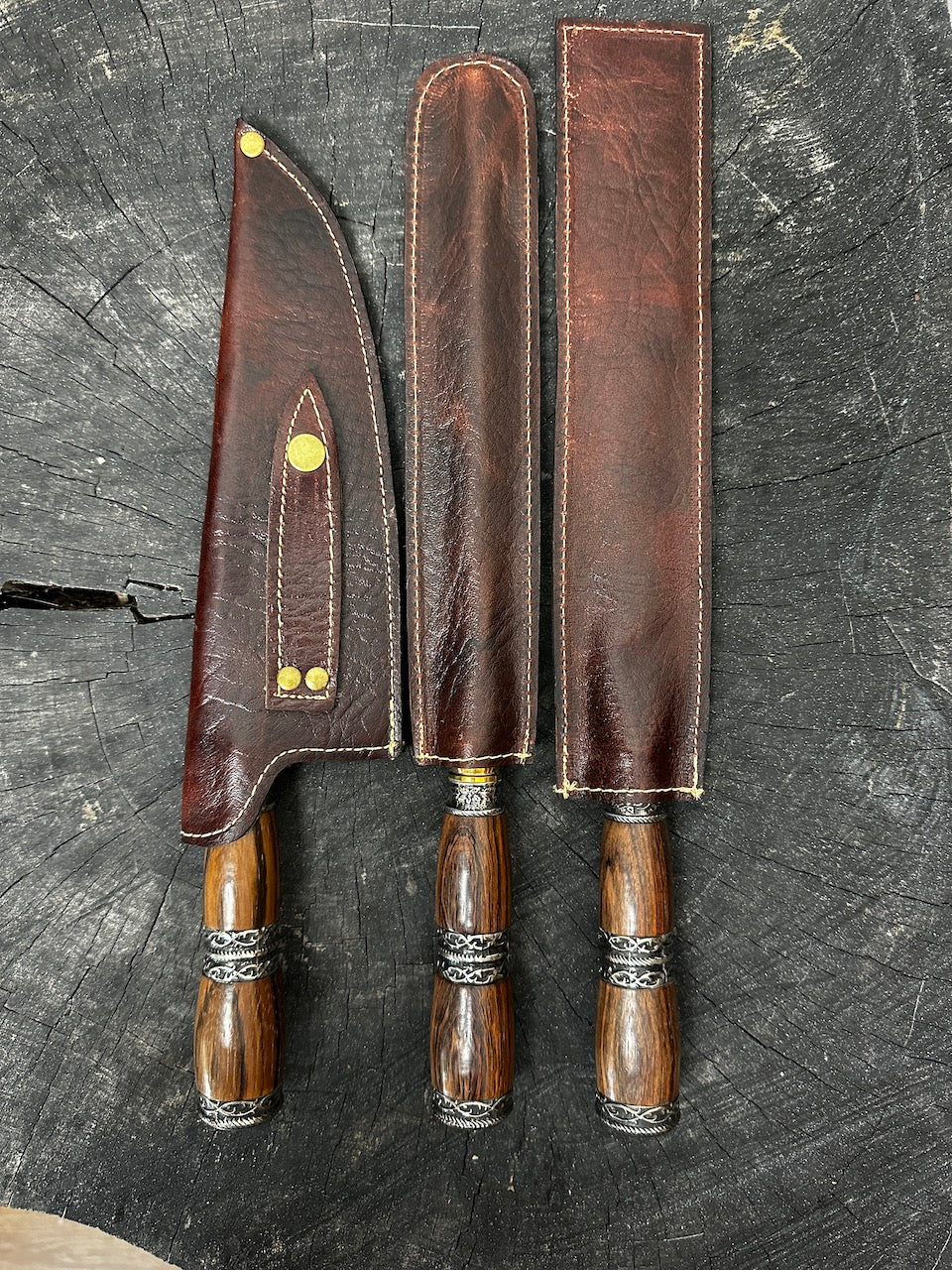 BBQ Knife Set, Jacaranda & Nickel Ring SS440 - 200mm