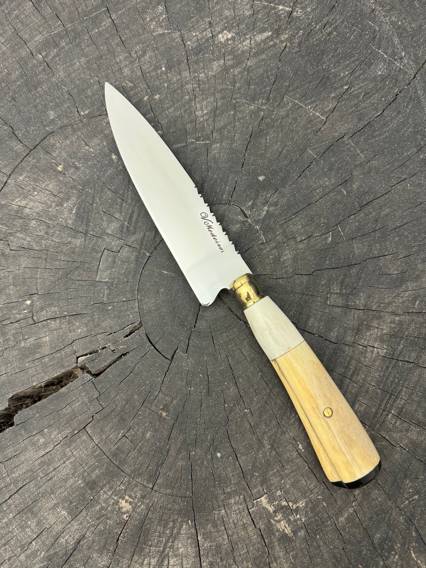 6" Utility Knife, Ostrich Bone & Deer Antler, SS440 - 150mm