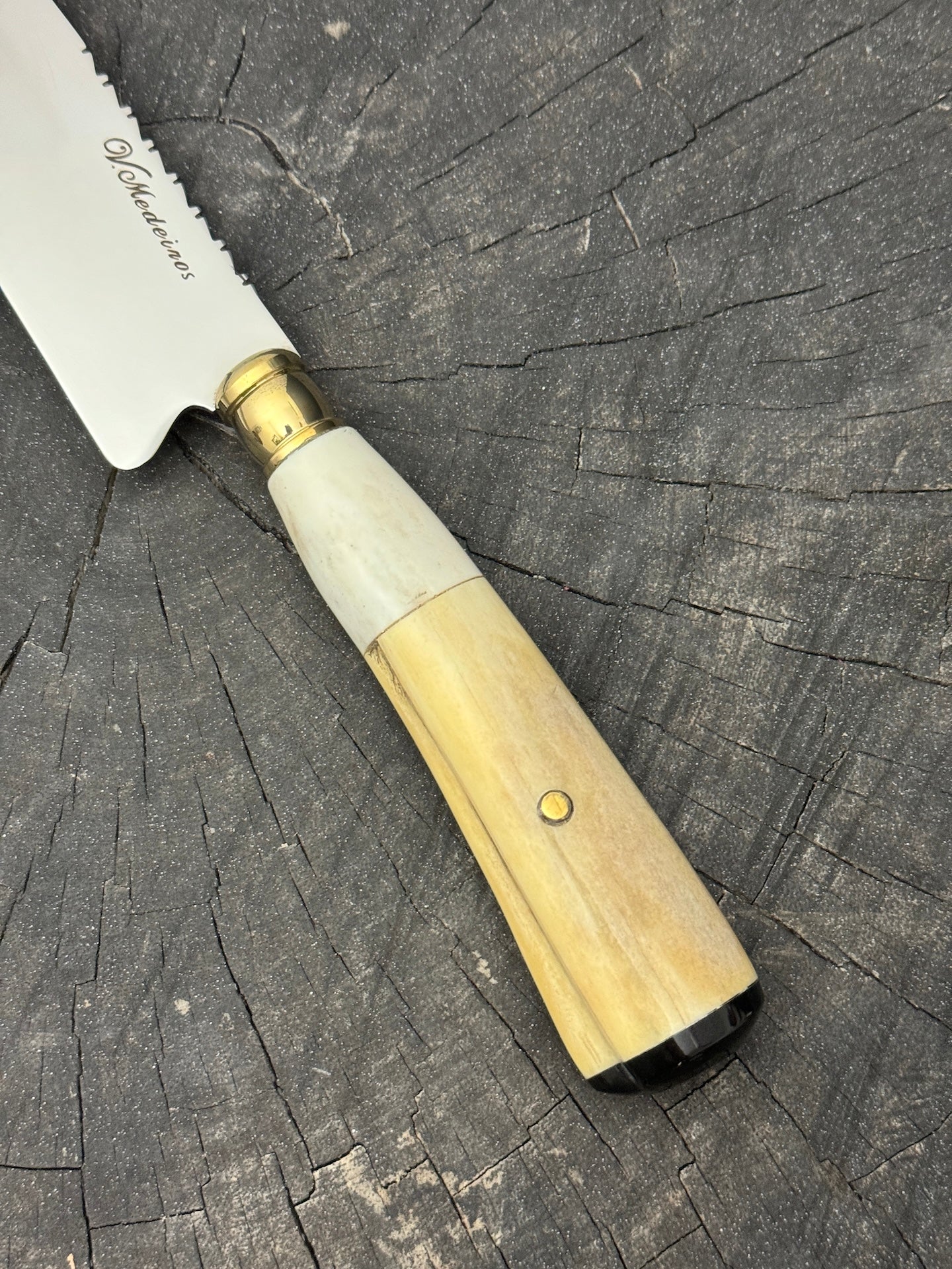 6" Utility Knife, Ostrich Bone & Deer Antler, SS440 - 150mm