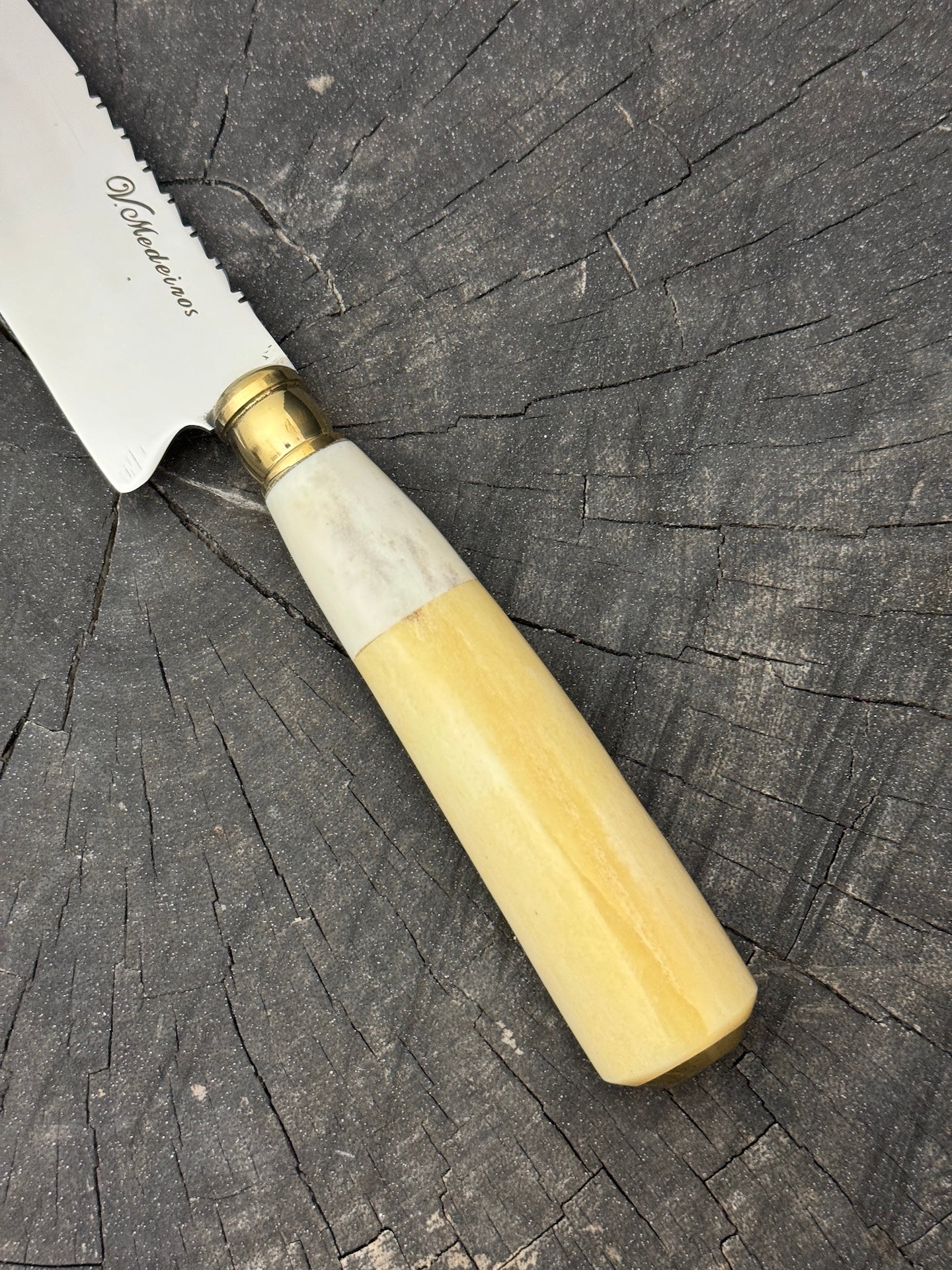 6" Utility Knife, Ostrich Bone & Deer Antler, SS440 - 150mm