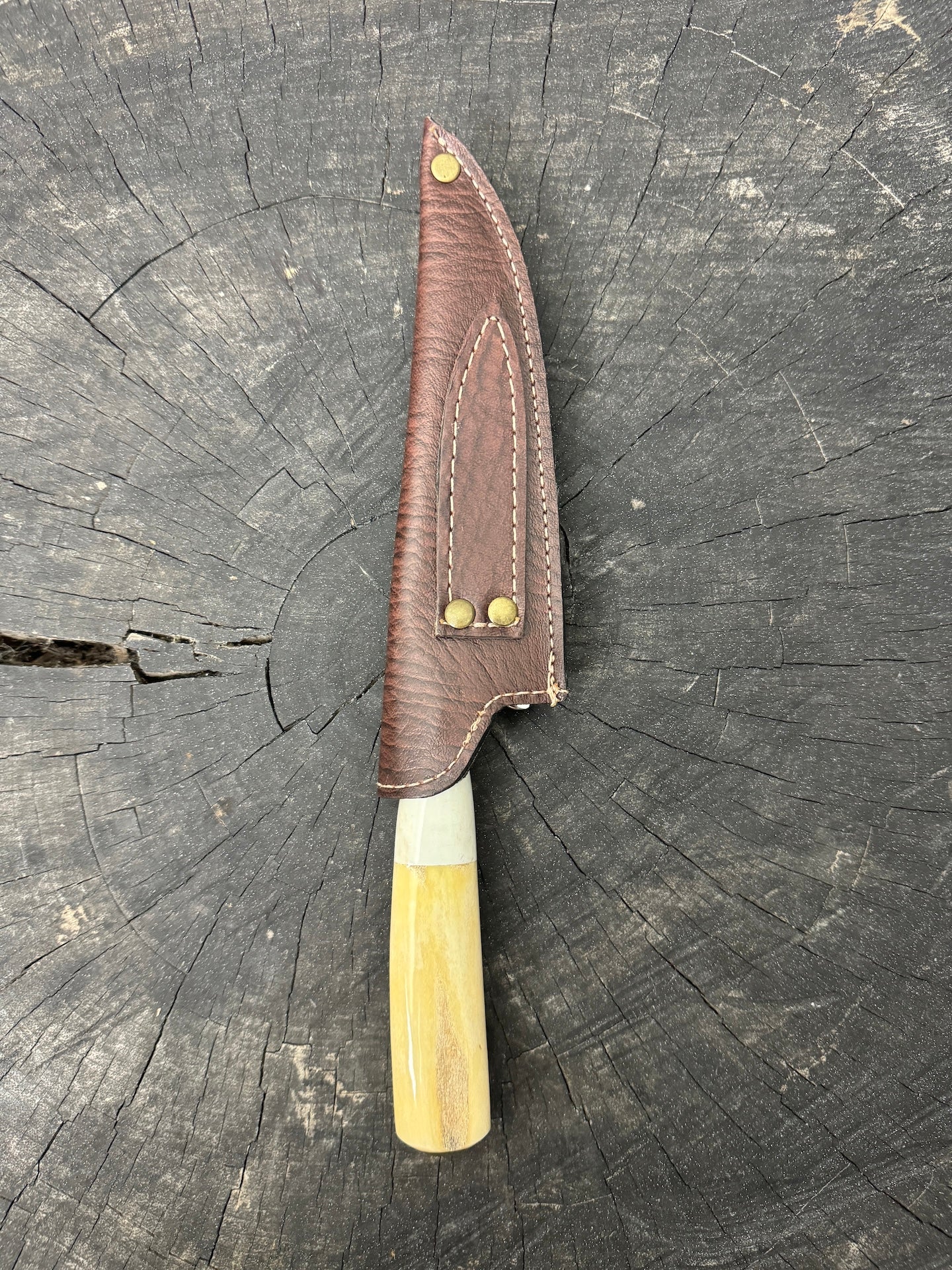 6" Utility Knife, Ostrich Bone & Deer Antler, SS440 - 150mm