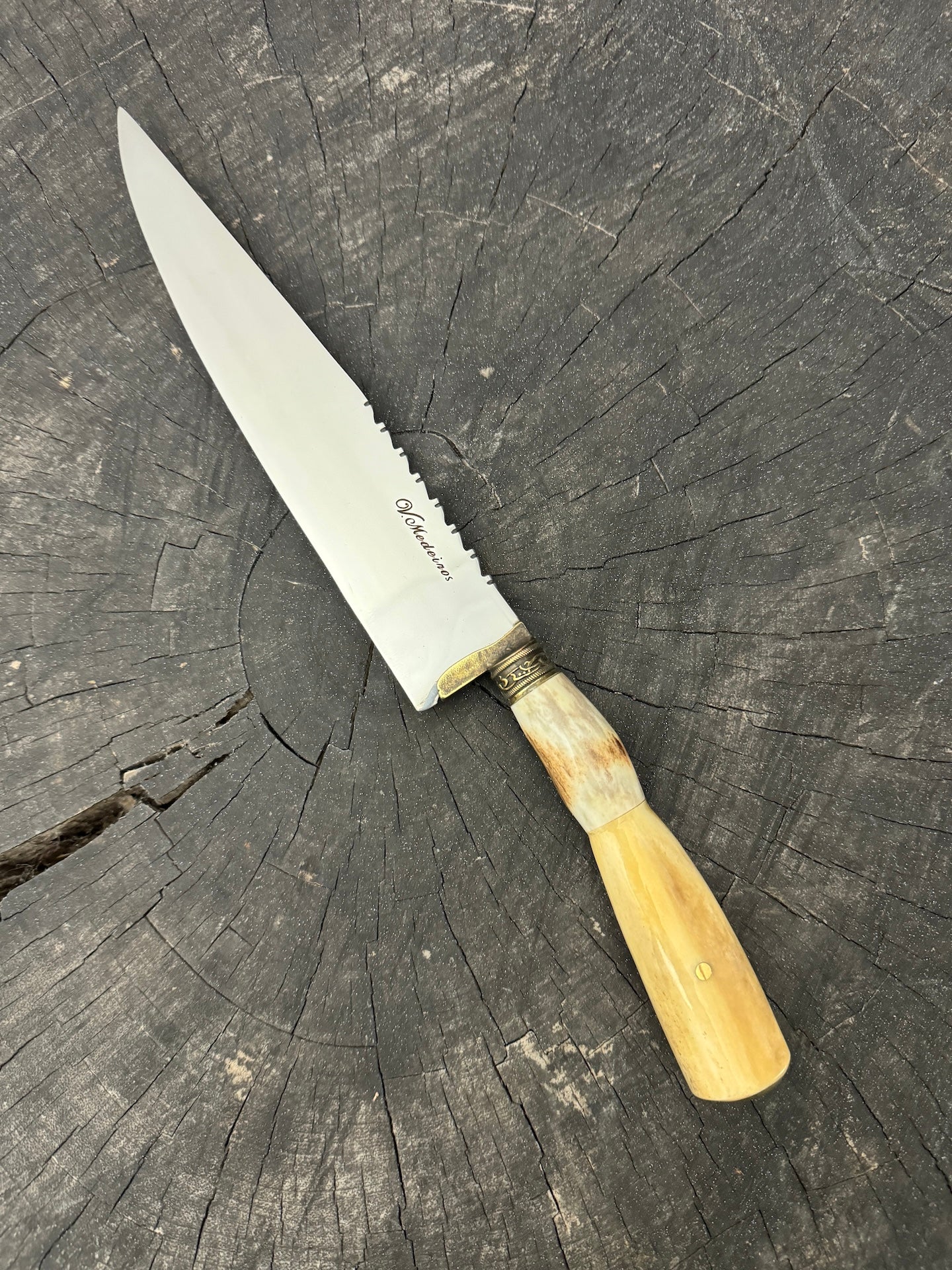 8" Chef Knife, Ostrich Bone & Deer Antler, SS420 - 200mm