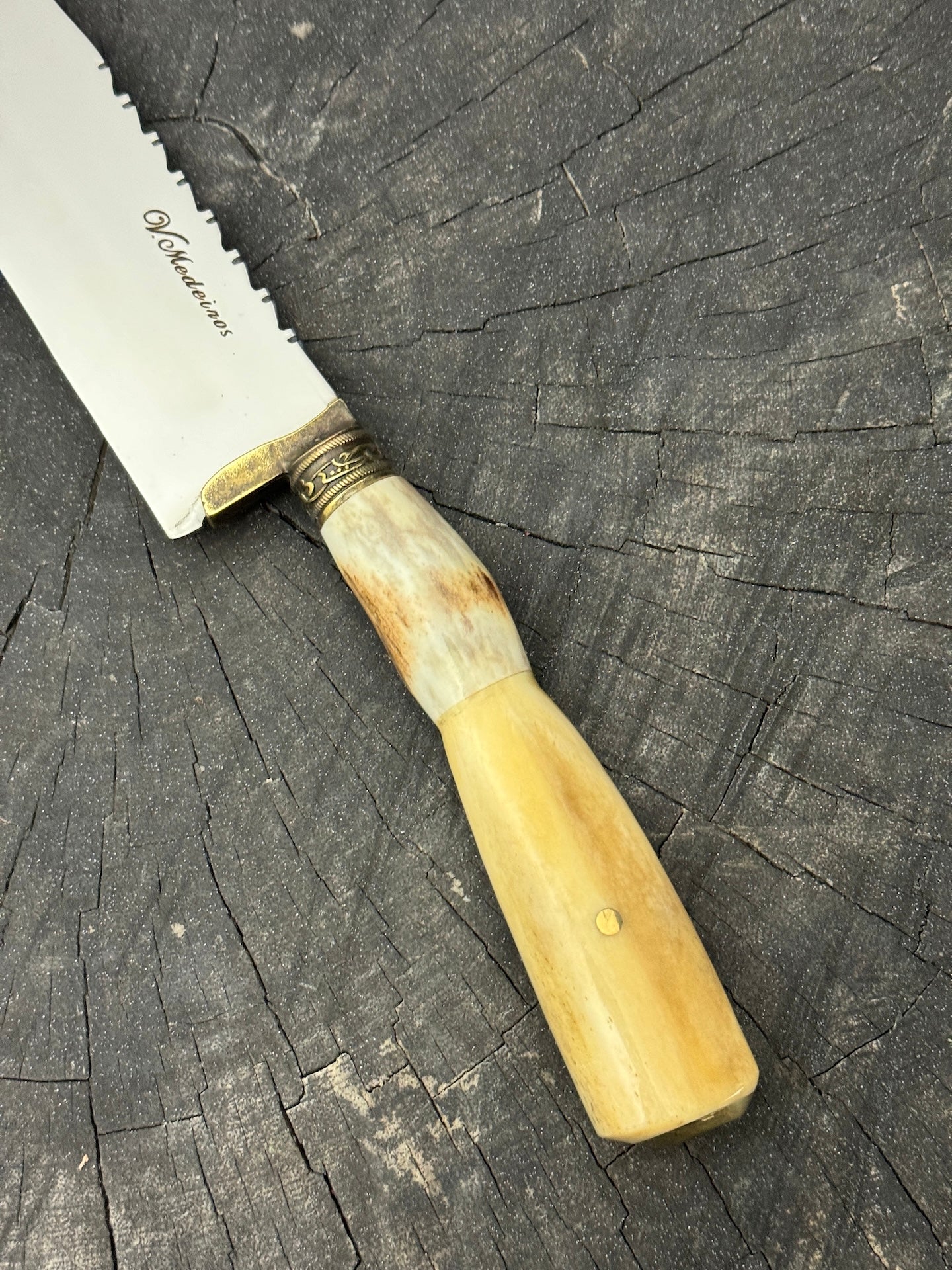 8" Chef Knife, Ostrich Bone & Deer Antler, SS420 - 200mm