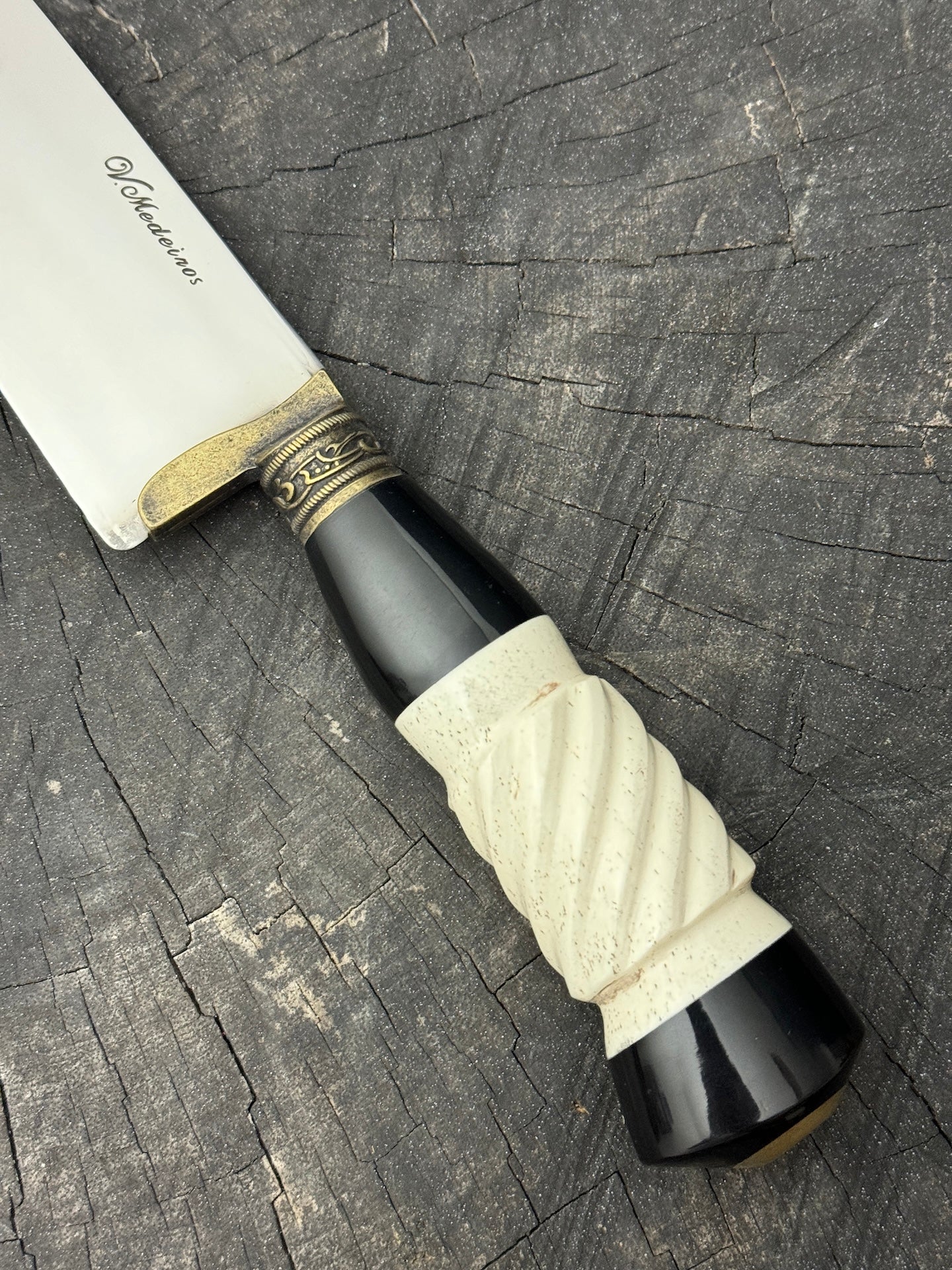 9" Artisan BBQ Knife, Ostrich Bone & Custom Resin, SS440 - 230mm