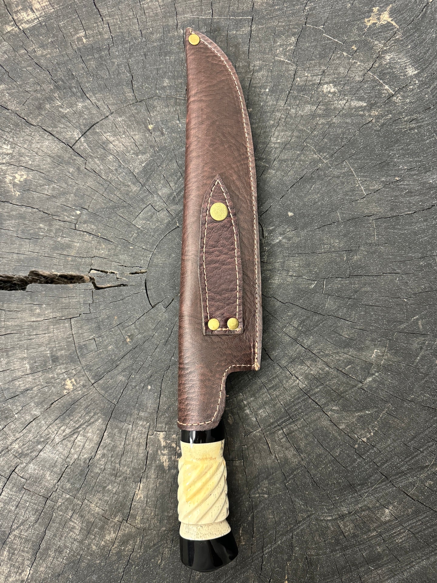 9" Artisan BBQ Knife, Ostrich Bone & Custom Resin, SS440 - 230mm
