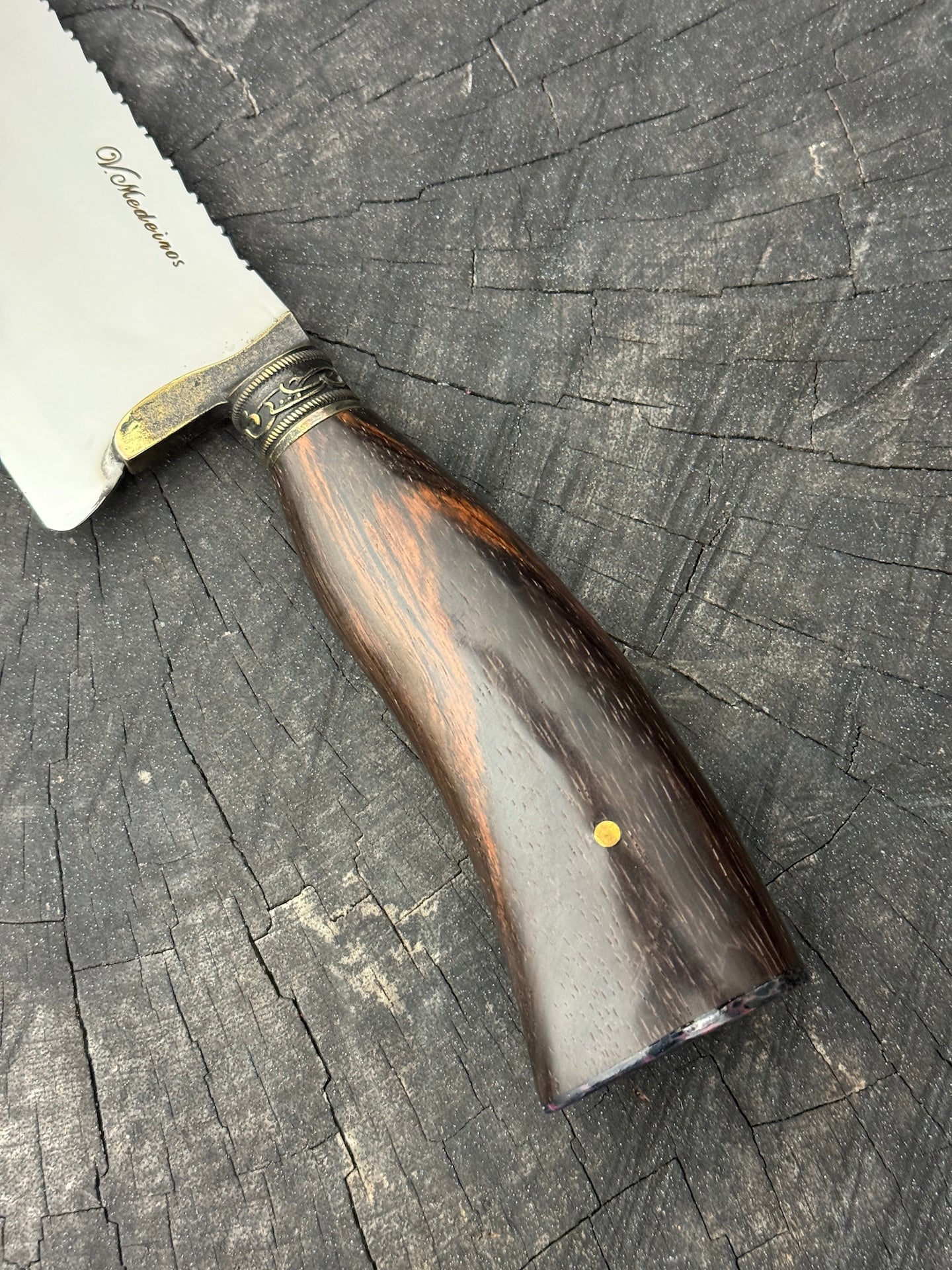 8" Picanha Chef Knife, Dark Imbuia Hardwood & Whale Skull, SS440 - 200mm