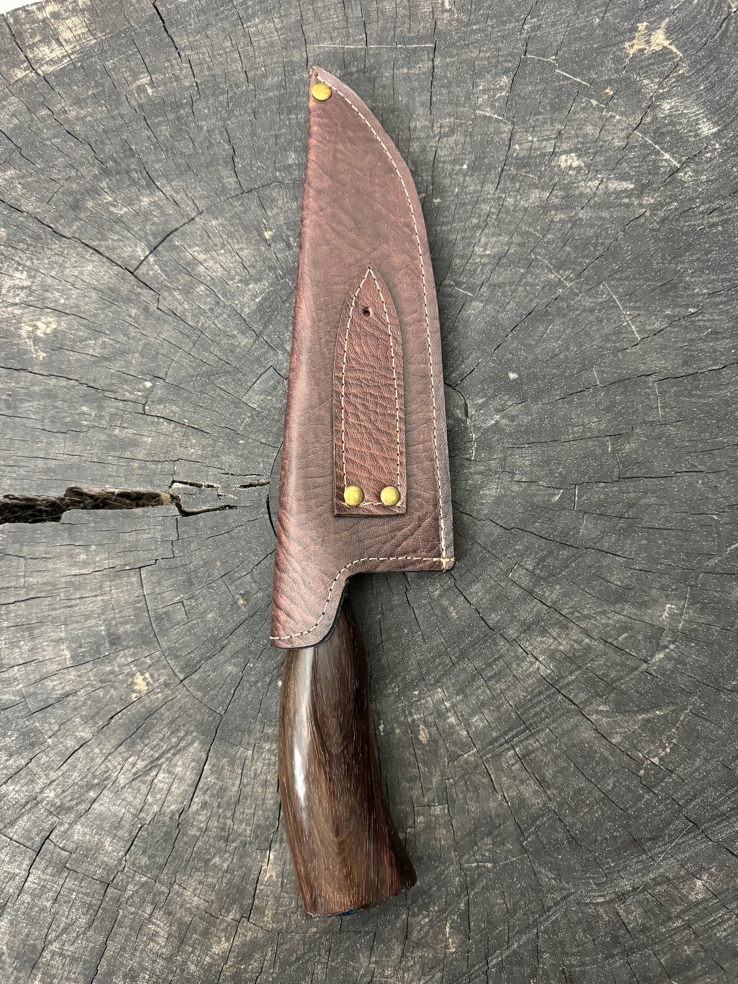 8" Picanha Chef Knife, Dark Imbuia Hardwood & Whale Skull, SS440 - 200mm