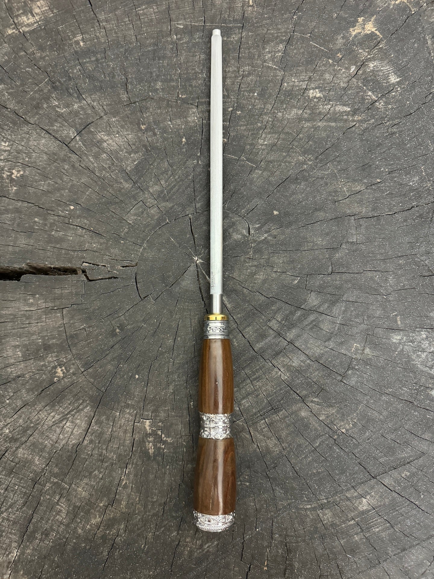 9" Sharpening Steel, Native Hardwood & Nickel Ring, 230mm