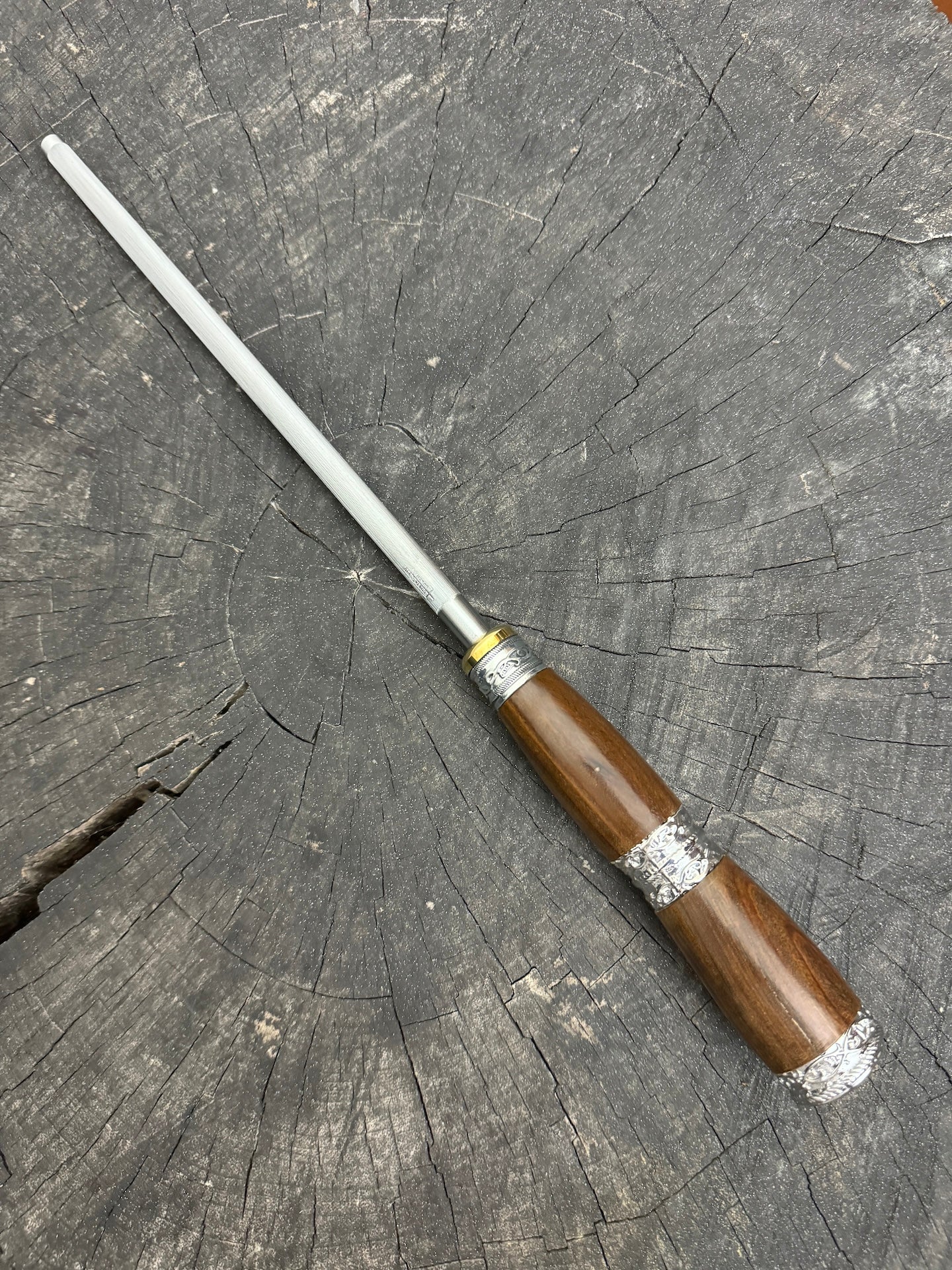 9" Sharpening Steel, Native Hardwood & Nickel Ring, 230mm