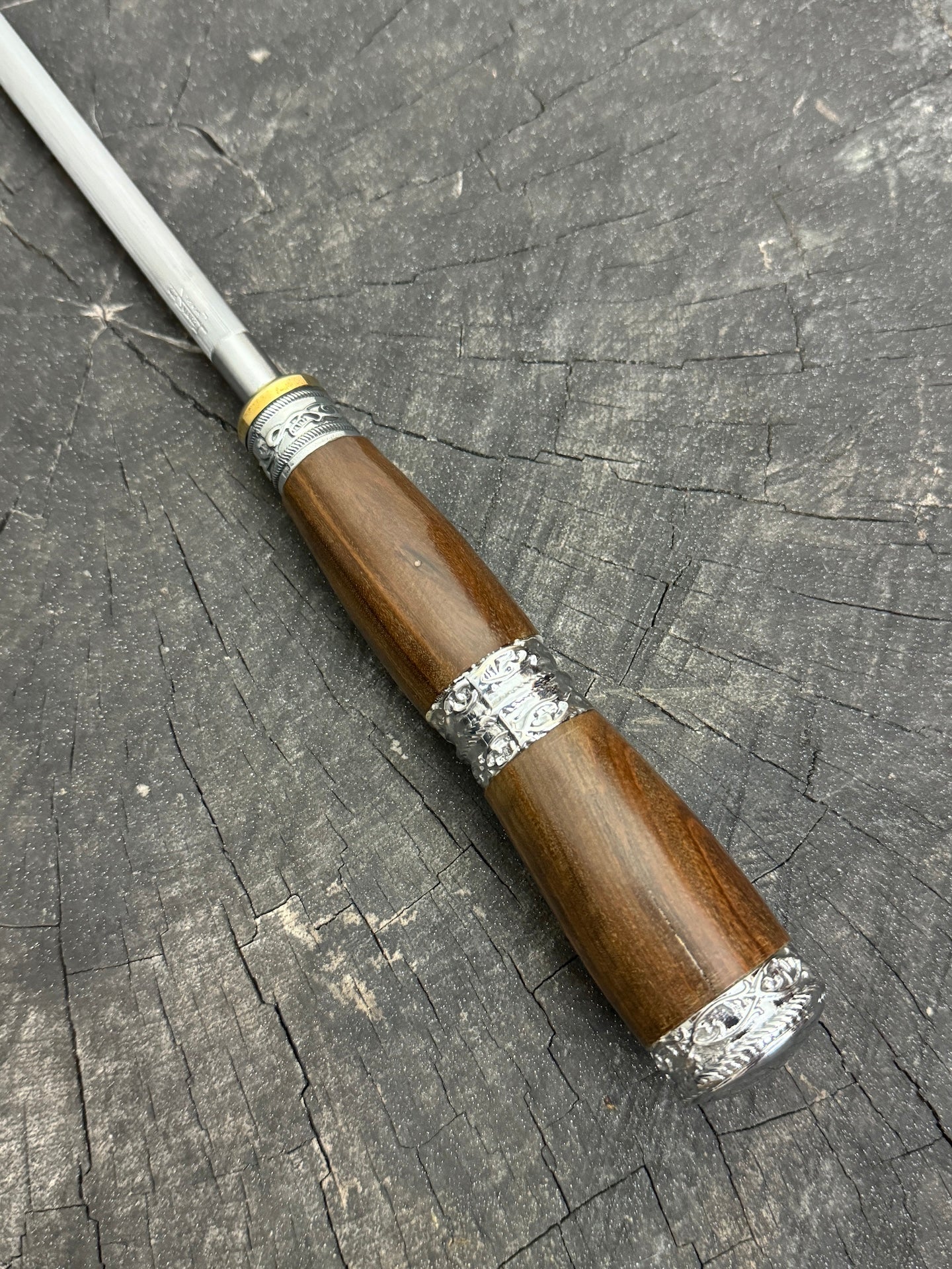 9" Sharpening Steel, Native Hardwood & Nickel Ring, 230mm