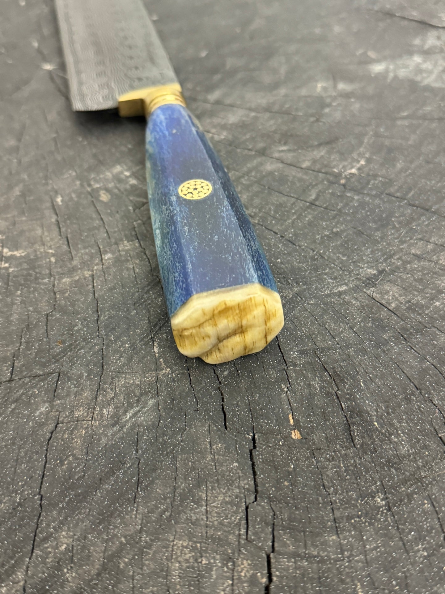 10" Damascus Knife, Whale Rib Bone, CS1095 15n20 - 250mm