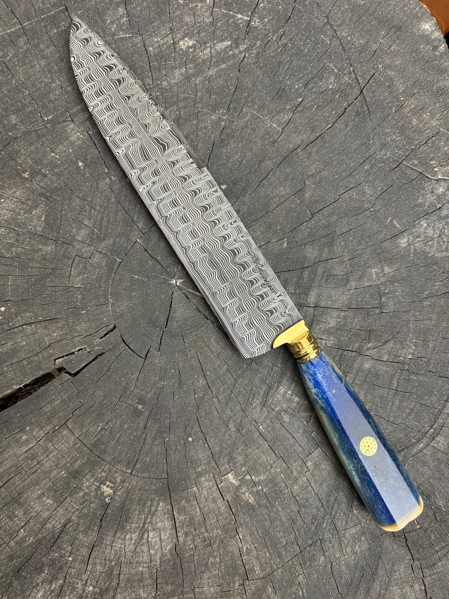 10" Damascus Knife, Whale Rib Bone, CS1095 15n20 - 250mm