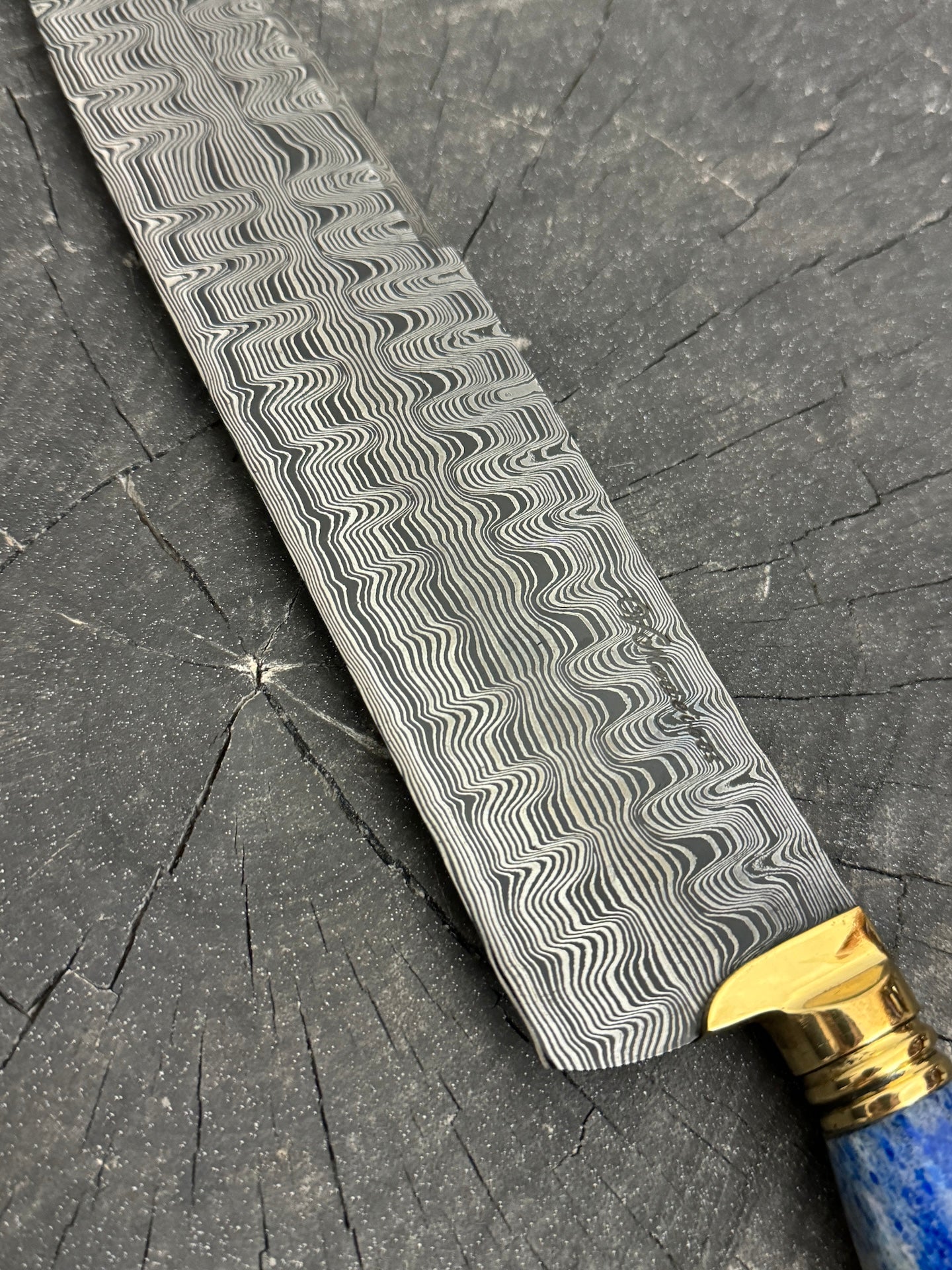 10" Damascus Knife, Whale Rib Bone, CS1095 15n20 - 250mm