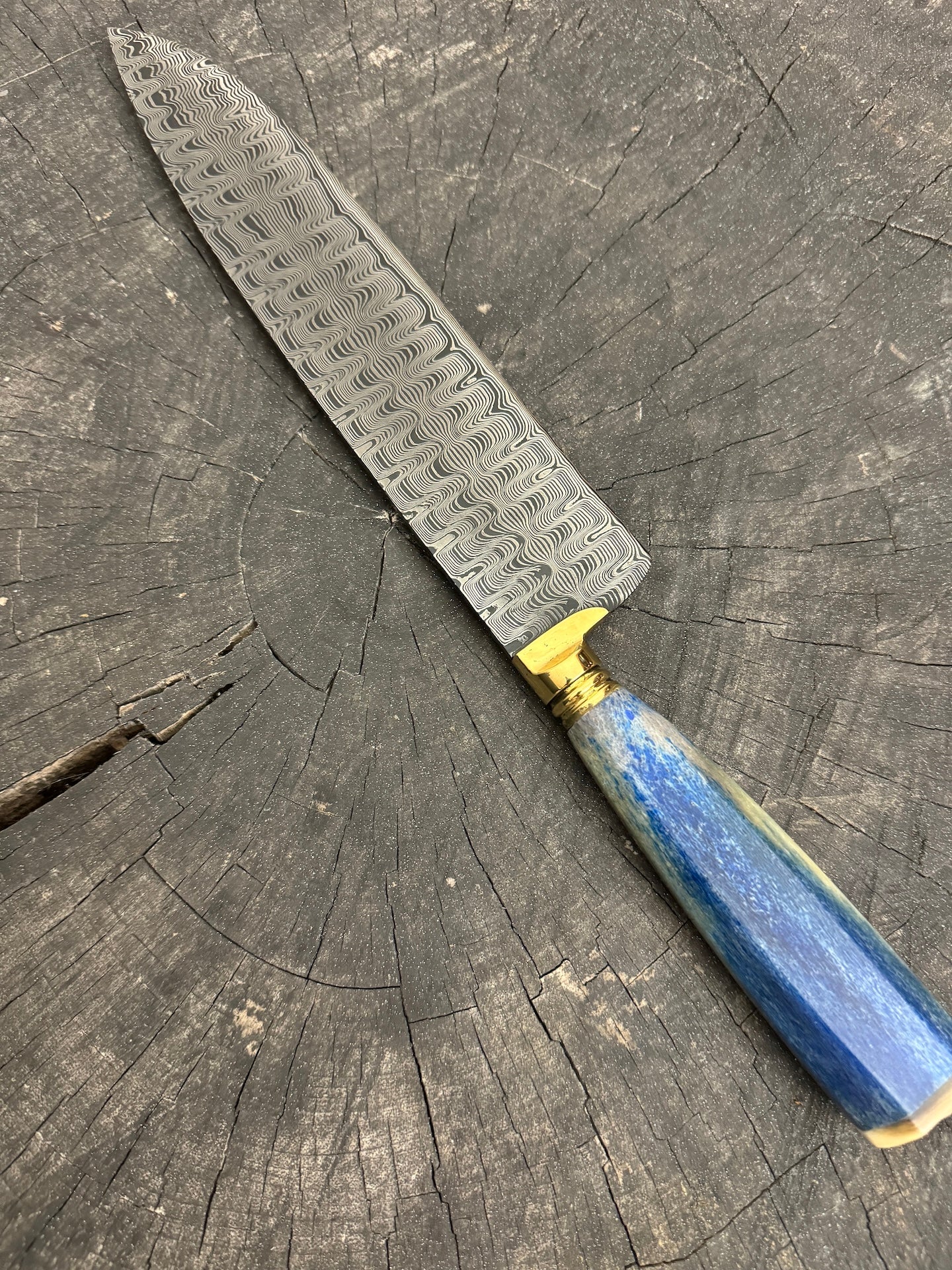 10" Damascus Knife, Whale Rib Bone, CS1095 15n20 - 250mm