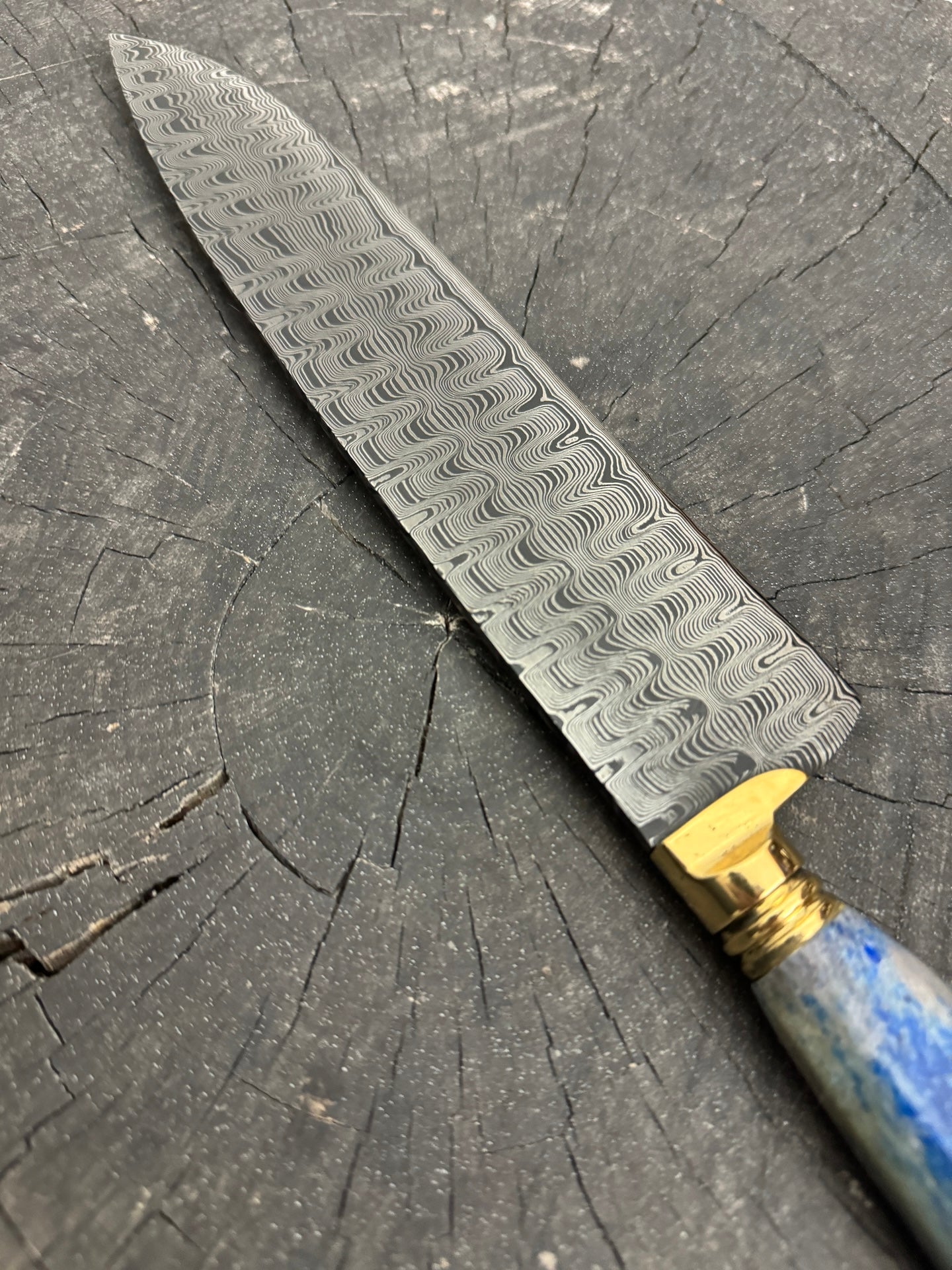 10" Damascus Knife, Whale Rib Bone, CS1095 15n20 - 250mm