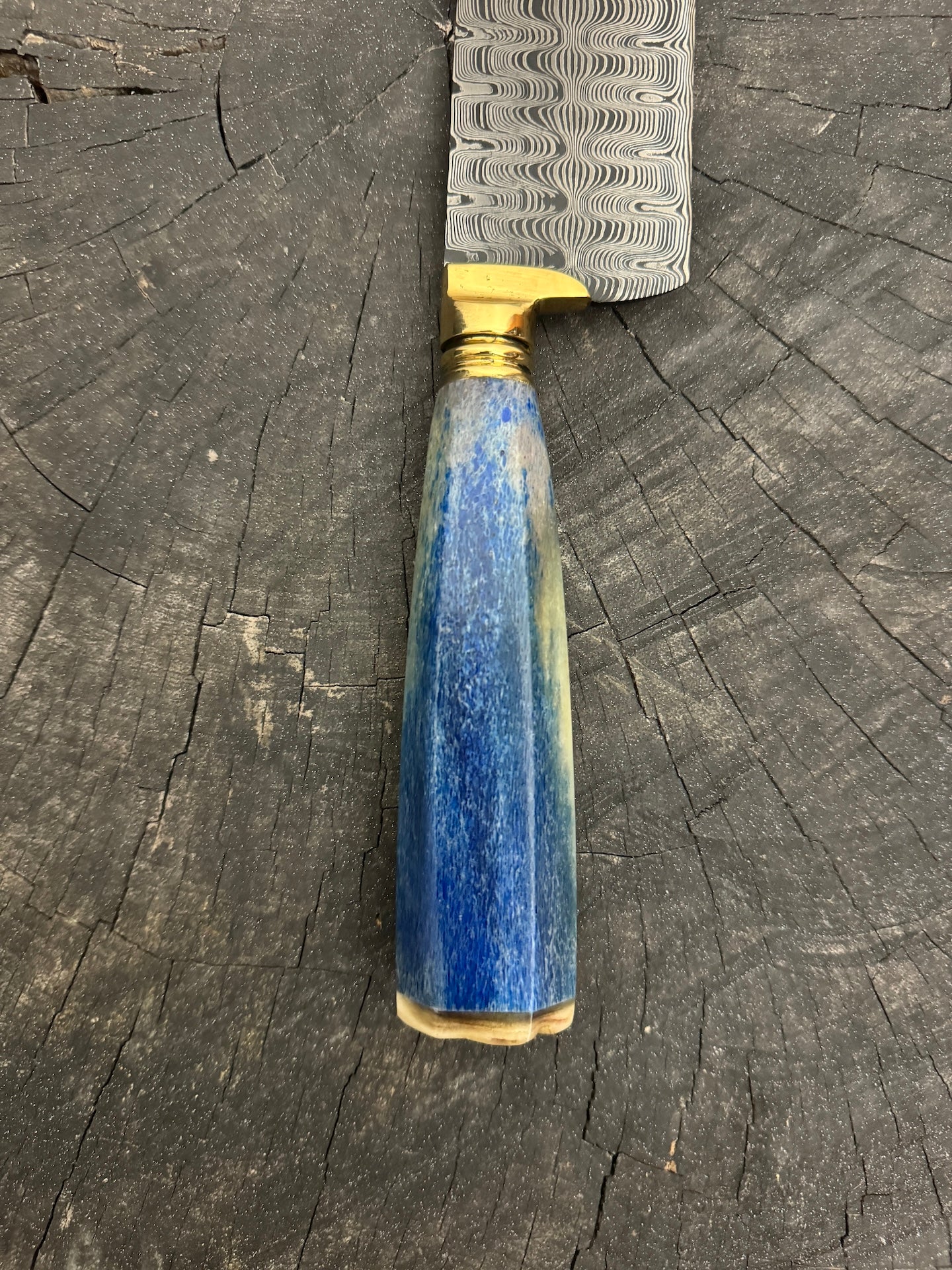 10" Damascus Knife, Whale Rib Bone, CS1095 15n20 - 250mm