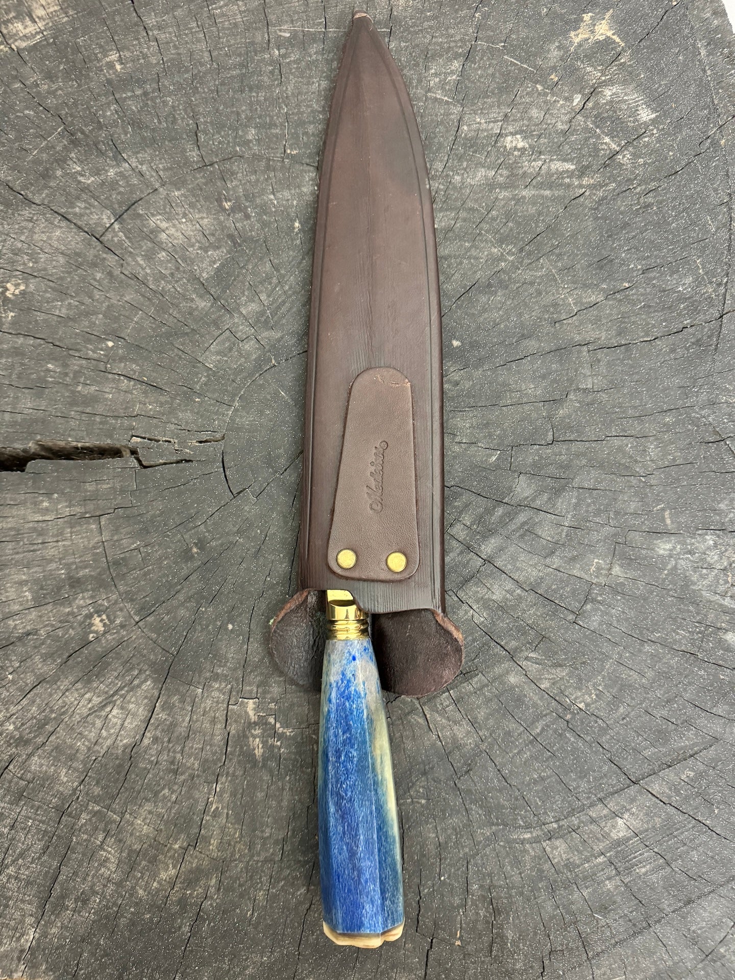 10" Damascus Knife, Whale Rib Bone, CS1095 15n20 - 250mm