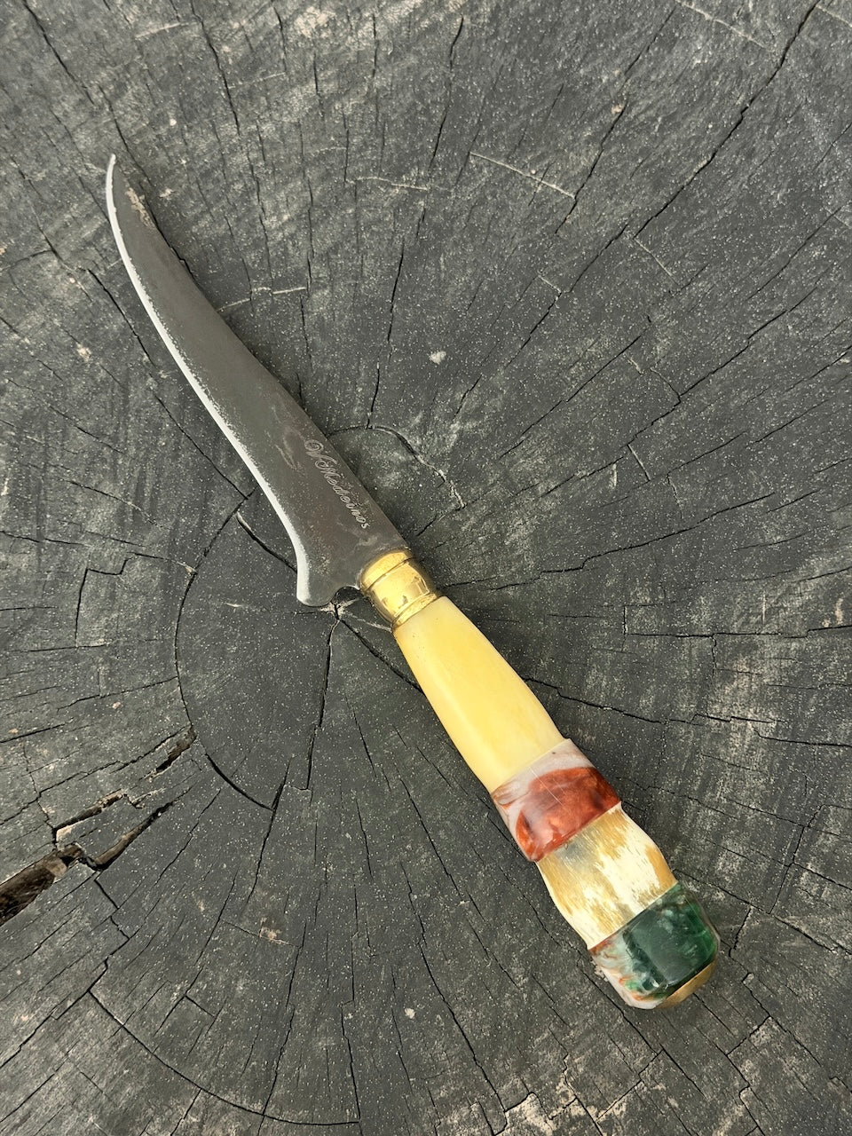 5" Boning Knife, Ostrich Bone & Custom Block, HCS1070 - 130mm