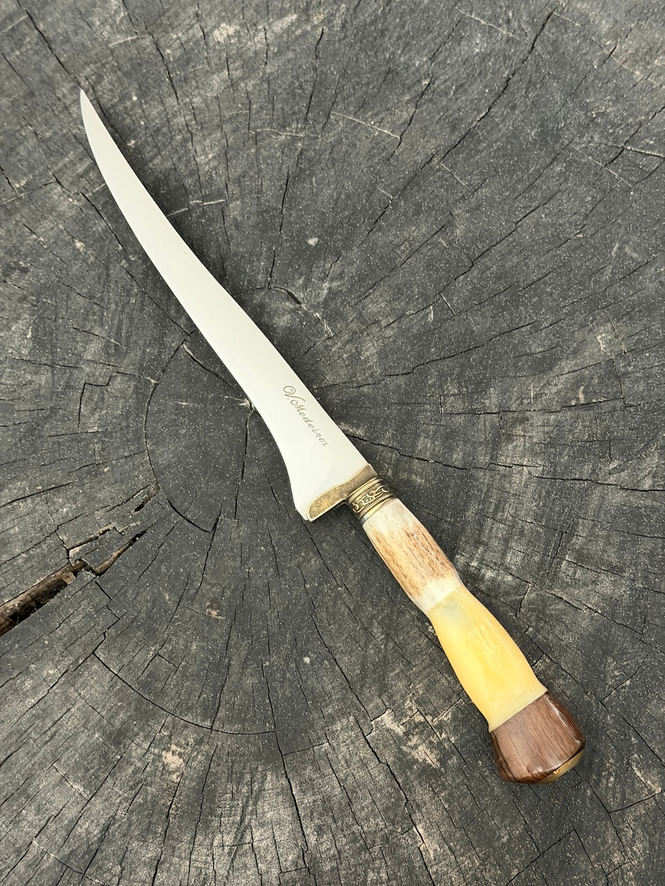 8" Boning Knife, Ostrich Bone & Deer Antler, SS420 - 200mm