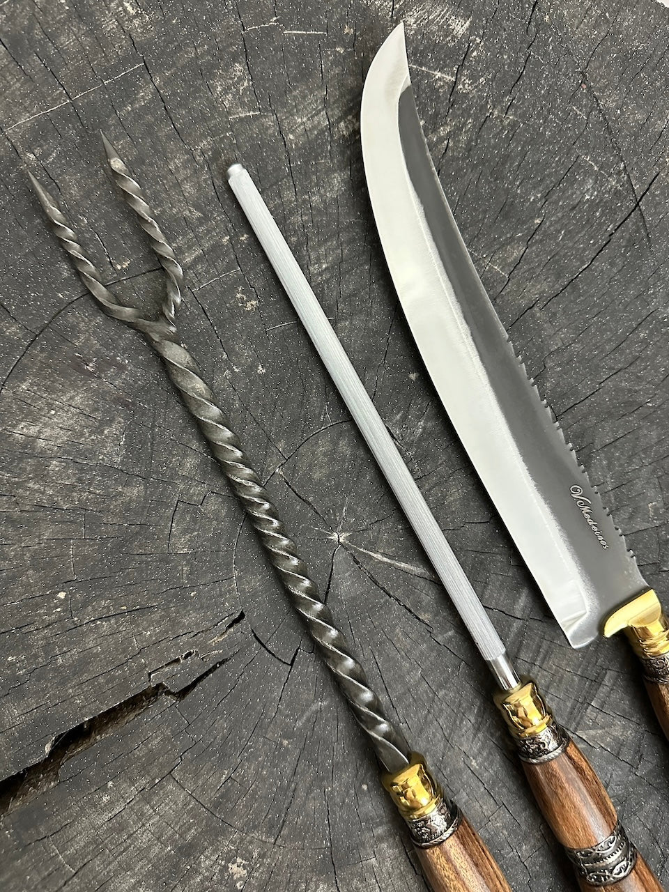 BBQ Knife Set, Jacaranda & Nickel Ring RSS440 - 250mm