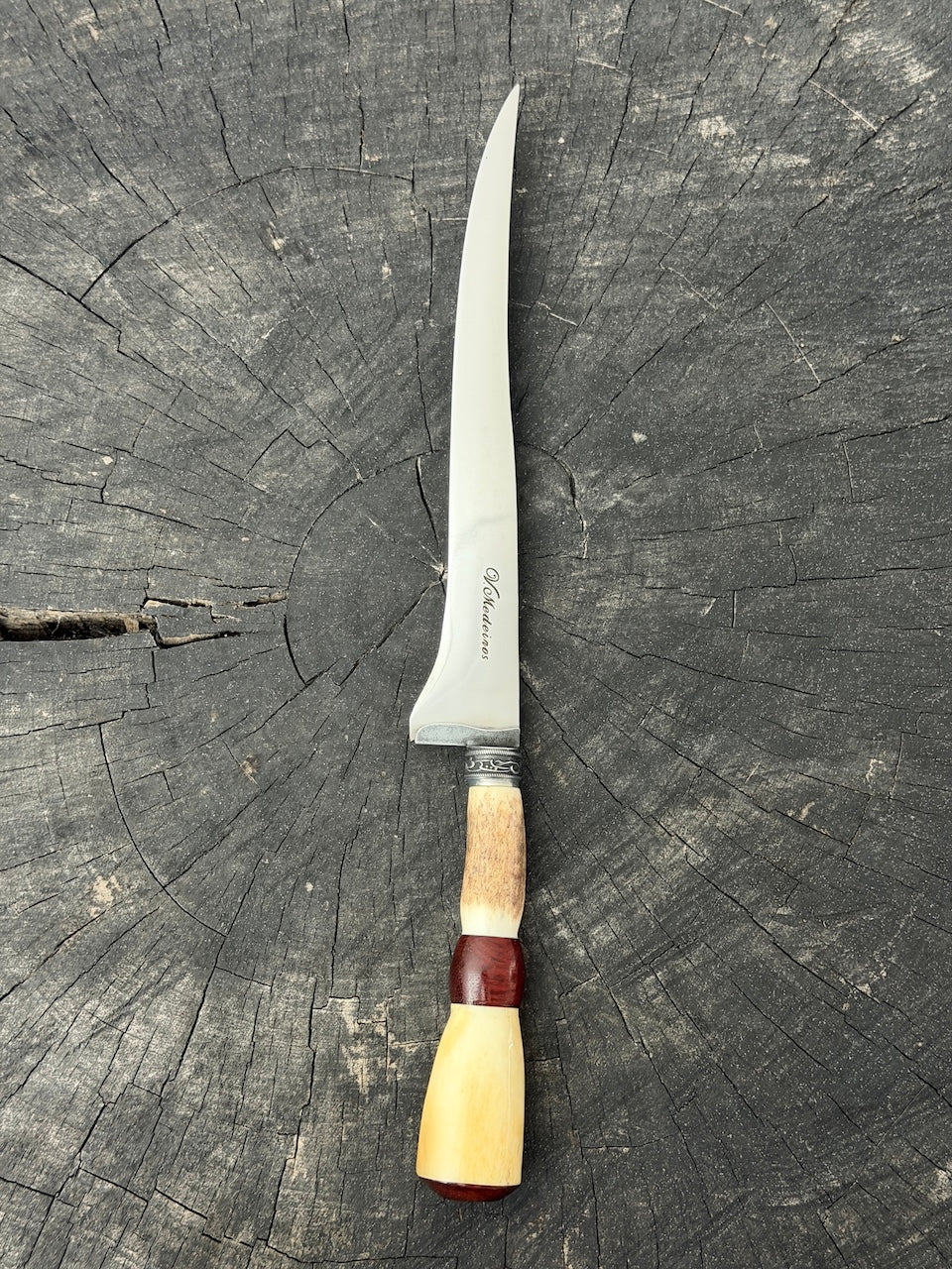 8" Boning Knife, Ostrich Bone & Deer Antler, SS420 - 200mm