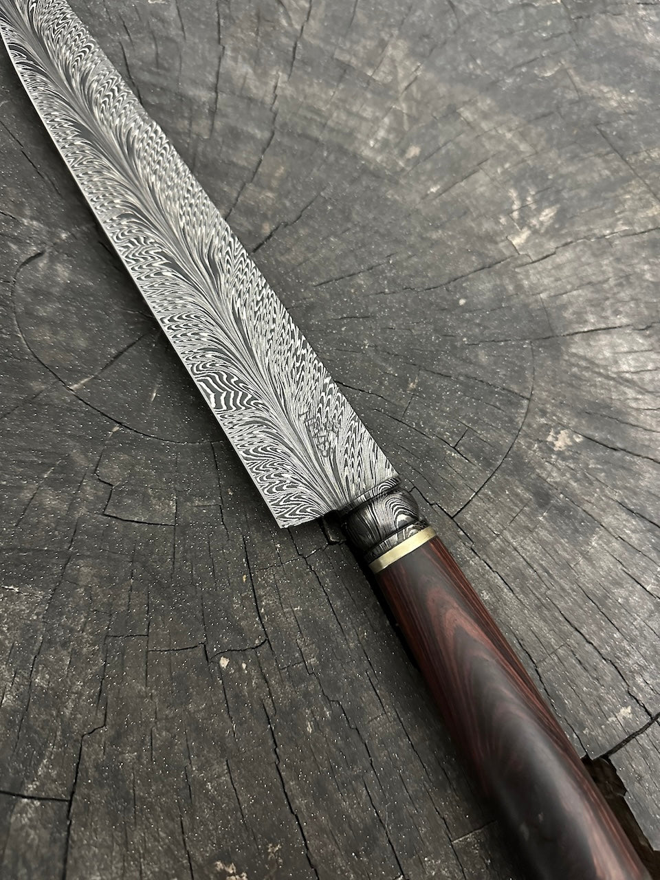 10.5" Neves Damascus Feather Knife 220 Layers CS1095 15n20