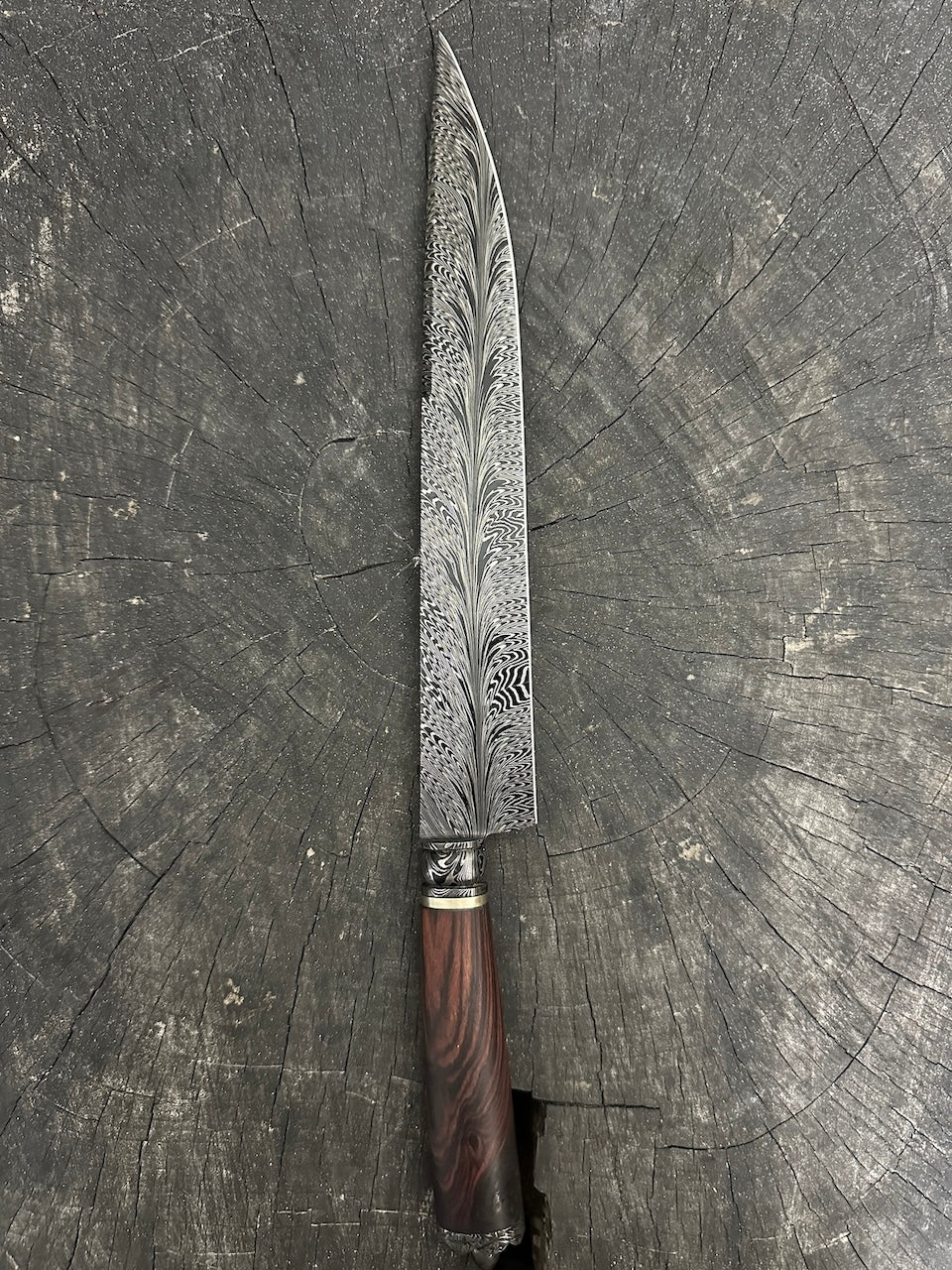 10.5" Neves Damascus Feather Knife 220 Layers CS1095 15n20