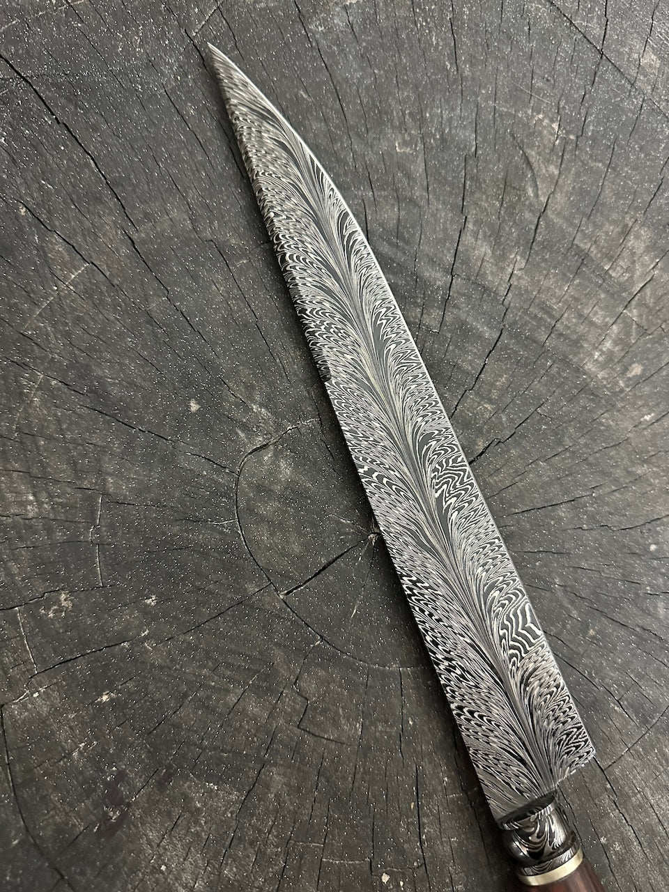 10.5" Neves Damascus Feather Knife 220 Layers CS1095 15n20