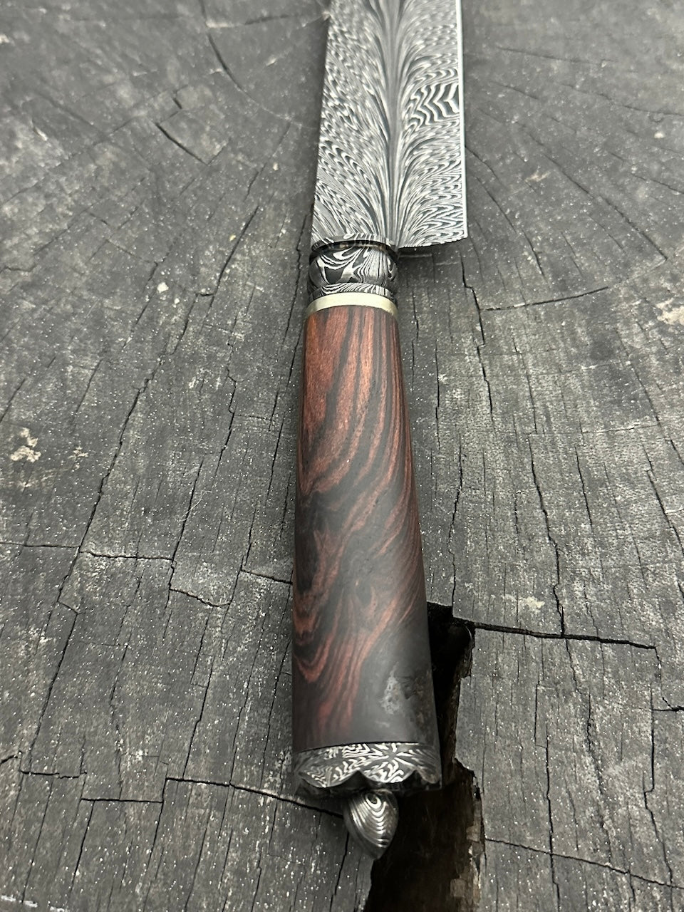 10.5" Neves Damascus Feather Knife 220 Layers CS1095 15n20