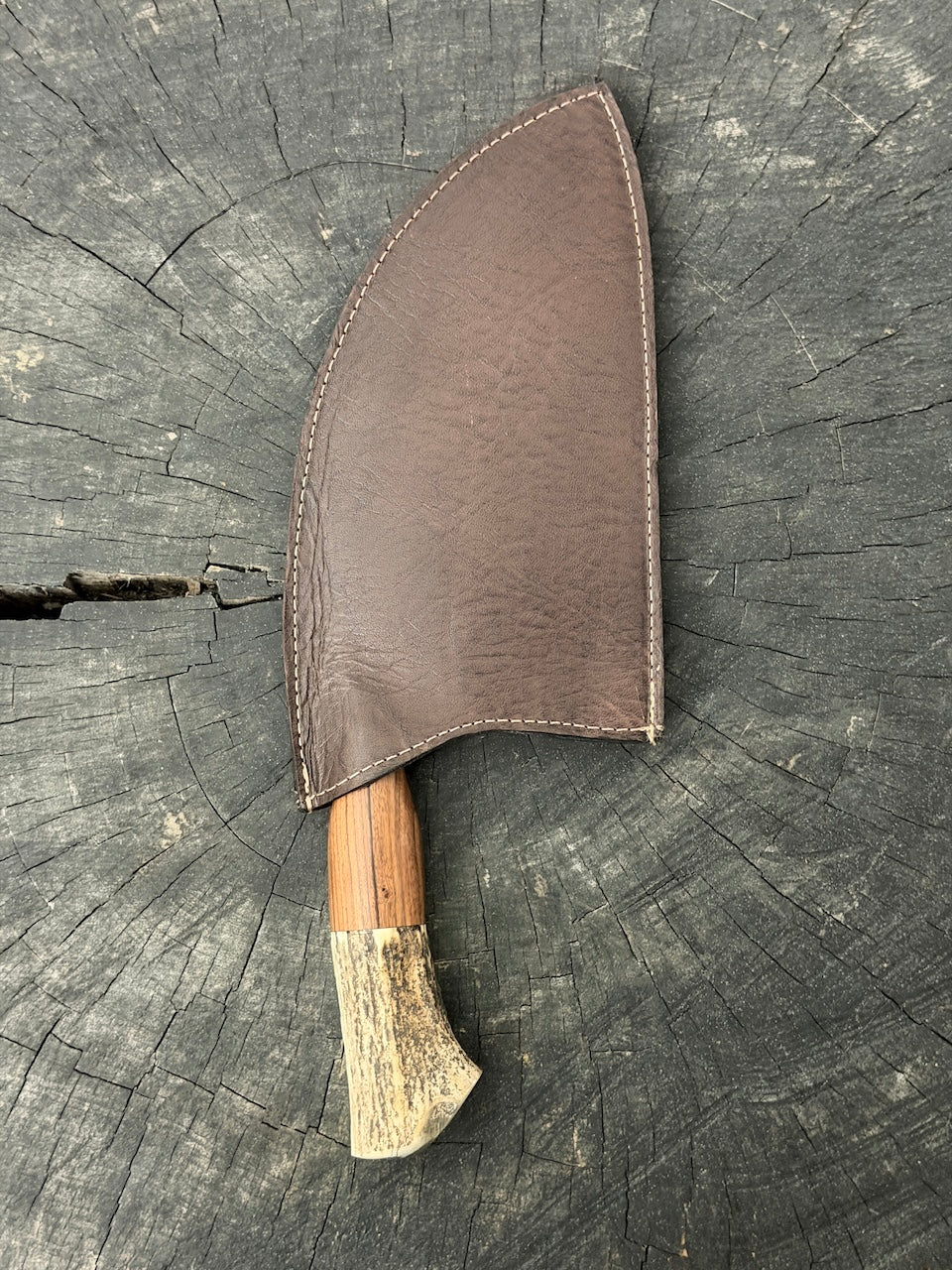 8" Cutelo / Serbian Knife / Cleaver, Deer Antler, RSS440