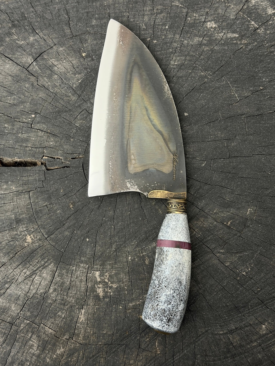 8" Cutelo / Serbian Knife / Cleaver, Whale Rib Bone, RSS440