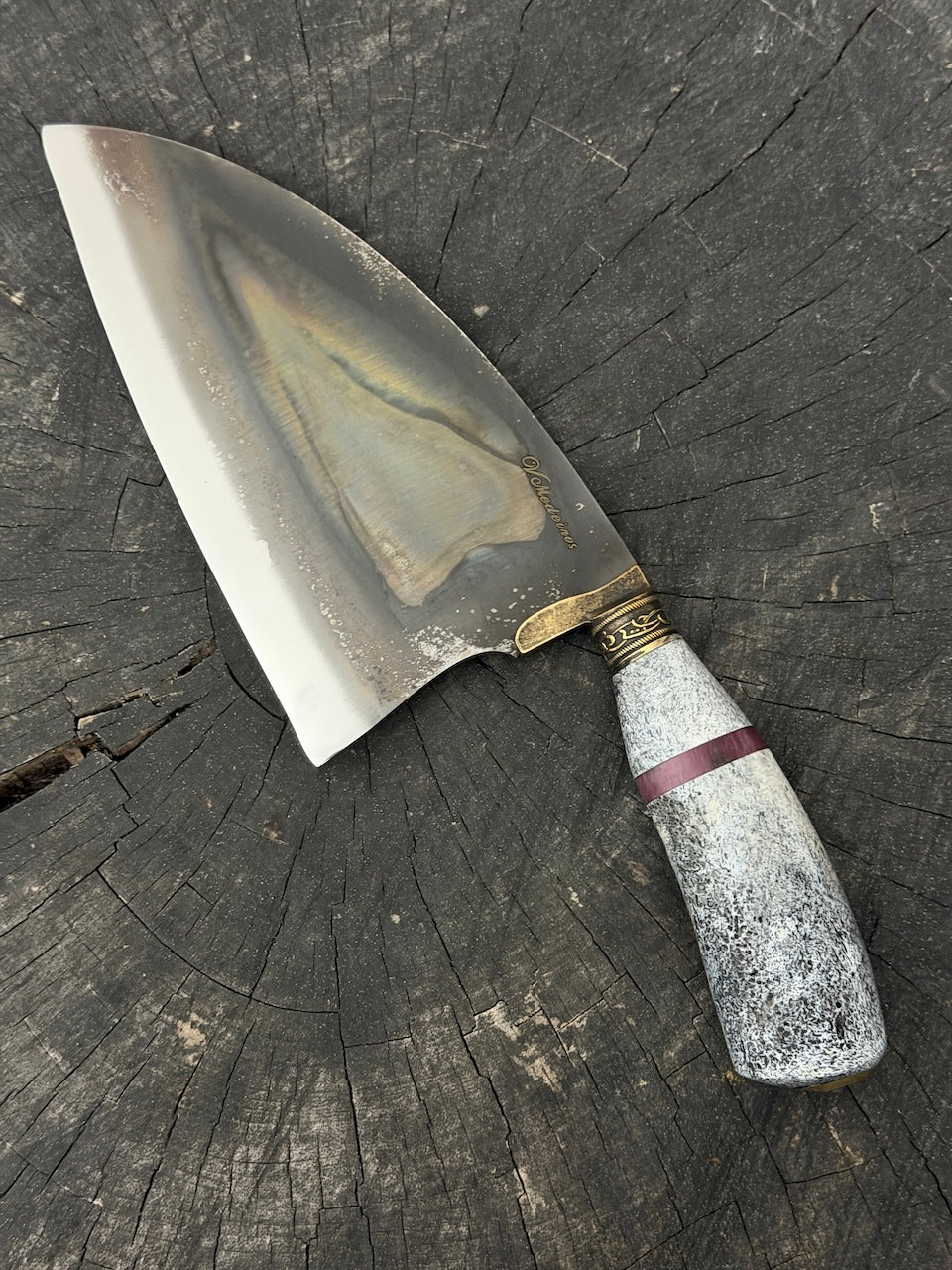 8" Cutelo / Serbian Knife / Cleaver, Whale Rib Bone, RSS440