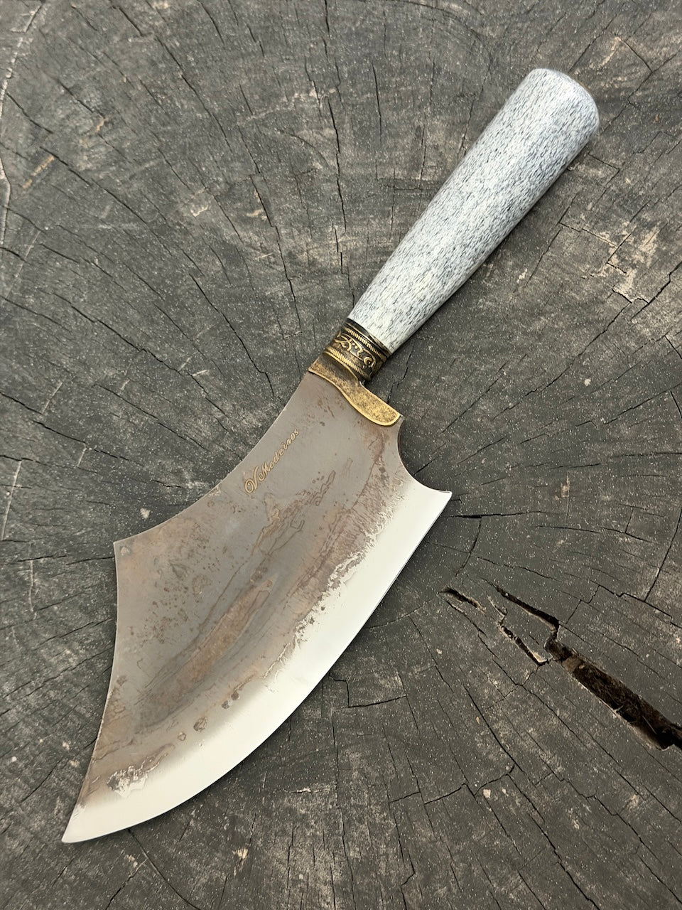 7" Cutelo Wild Cleaver, Whale Rib Bone, RSS440 - 180mm