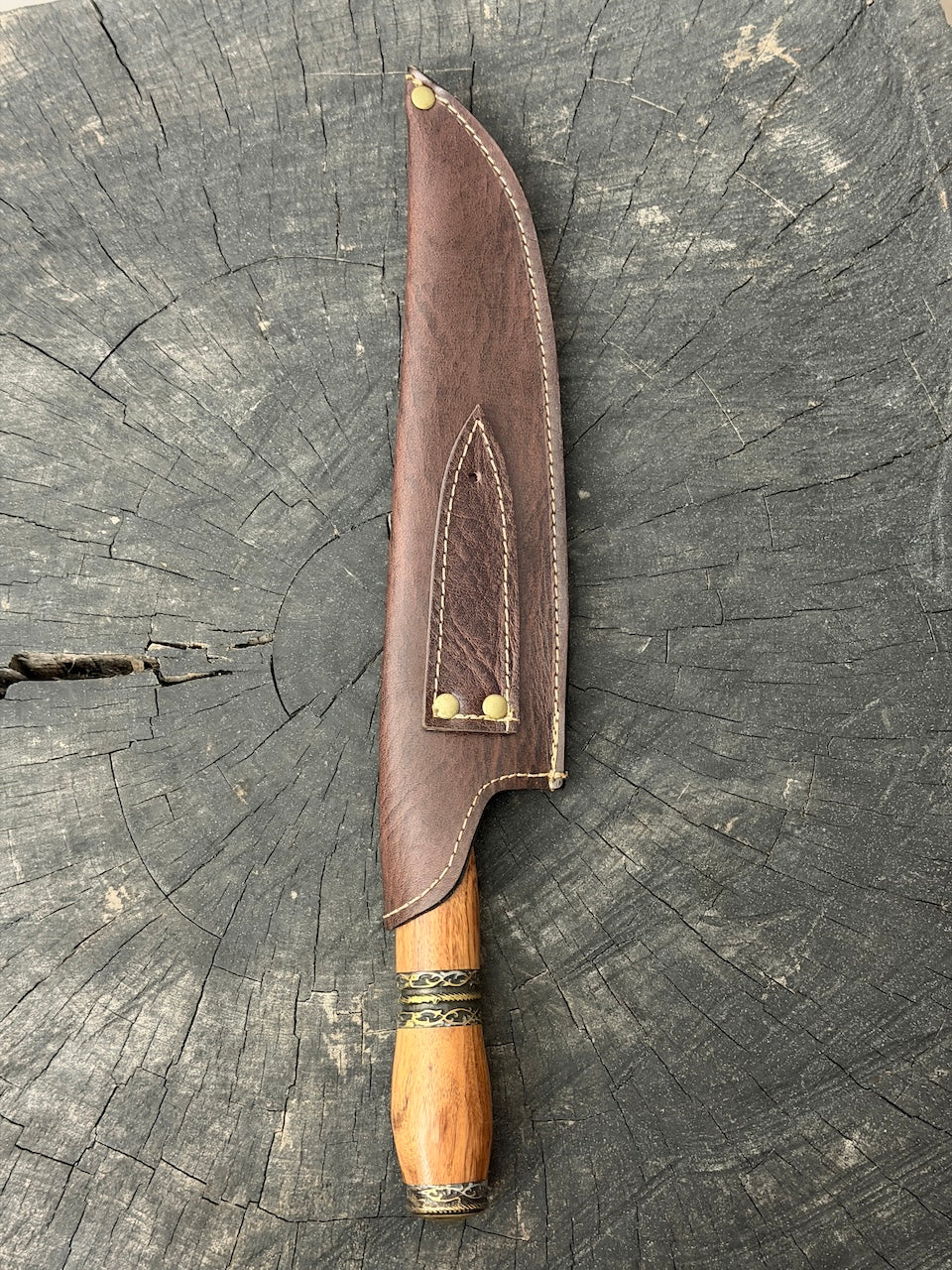 9" Artisan BBQ Knife, Brauninha Hardwood, SS440 - 230mm