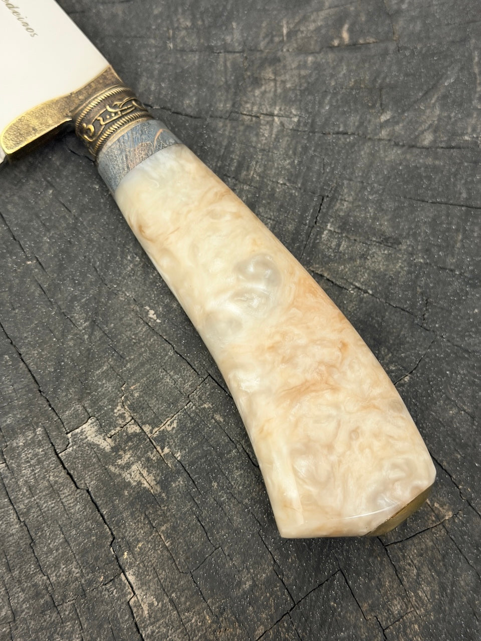 9" Artisan BBQ Knife, Custom Block, SS440 - 230mm