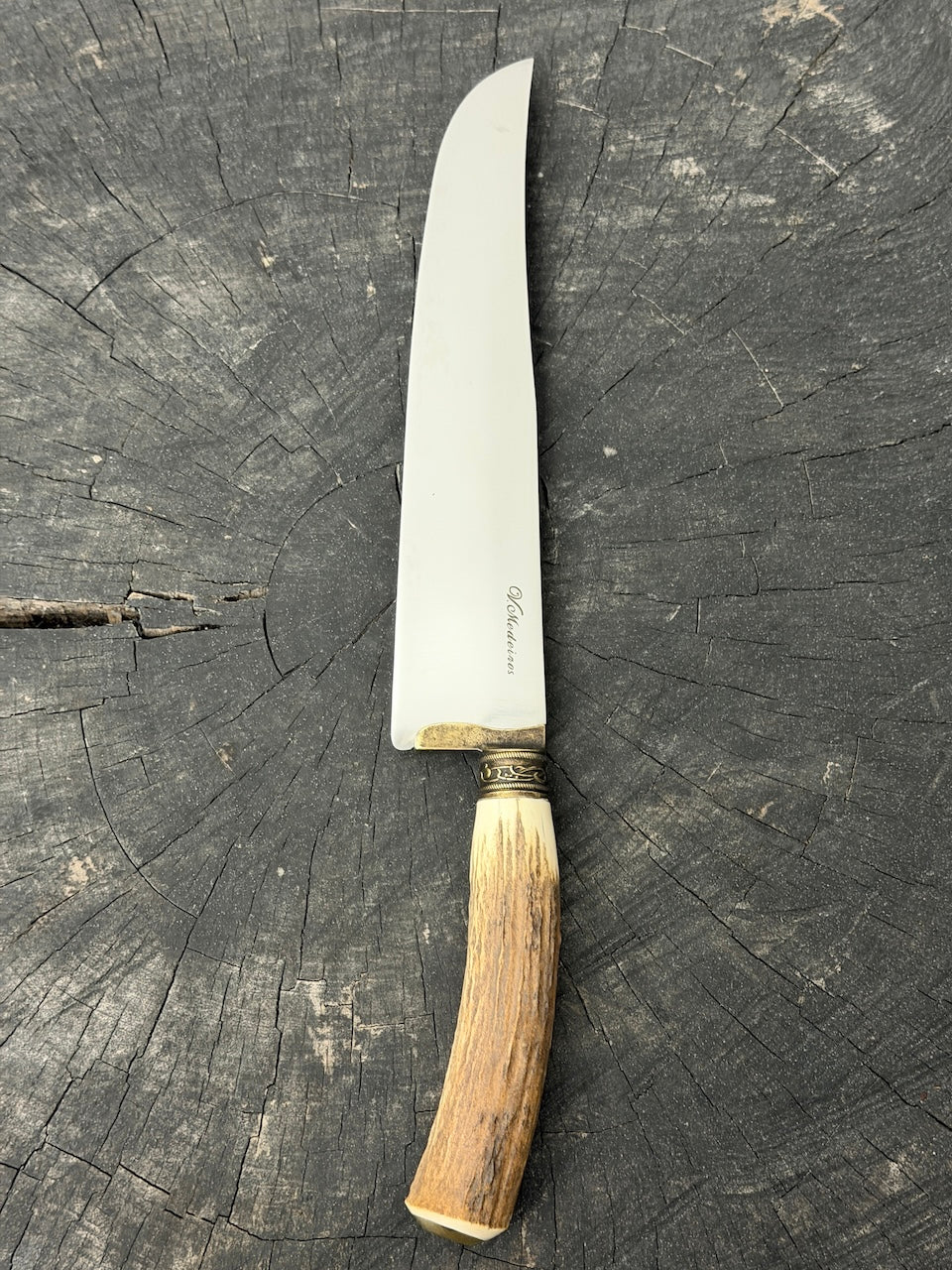 9" Artisan BBQ Knife, Deer Antler, SS440 - 230mm
