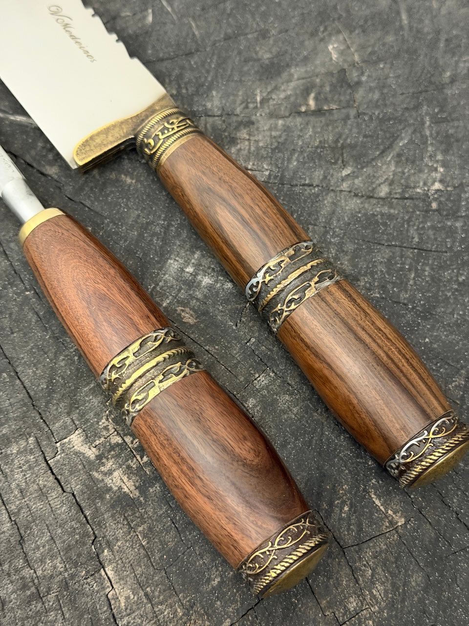 BBQ Knife & Sharpening Steel Duo Set, Jacaranda Hardwood, SS440 - 250mm