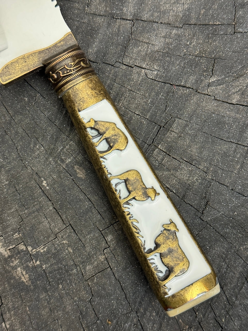 10" Butchers Knife, Brass Handle, SS440 - 250mm